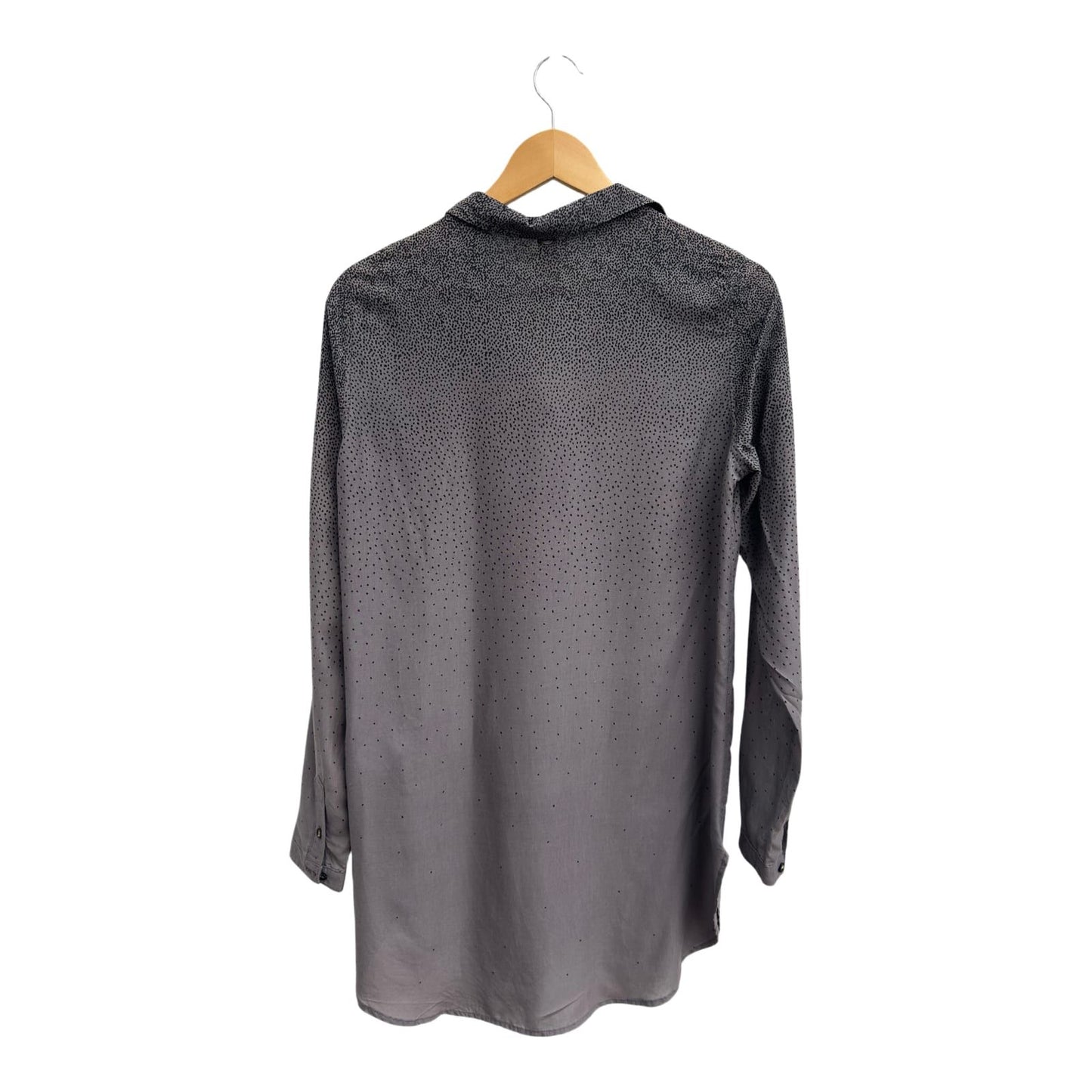 Campus Longbluse Damen Gr S Grau Schwarz 100% Viskose Punkte Muster Elegant Lang