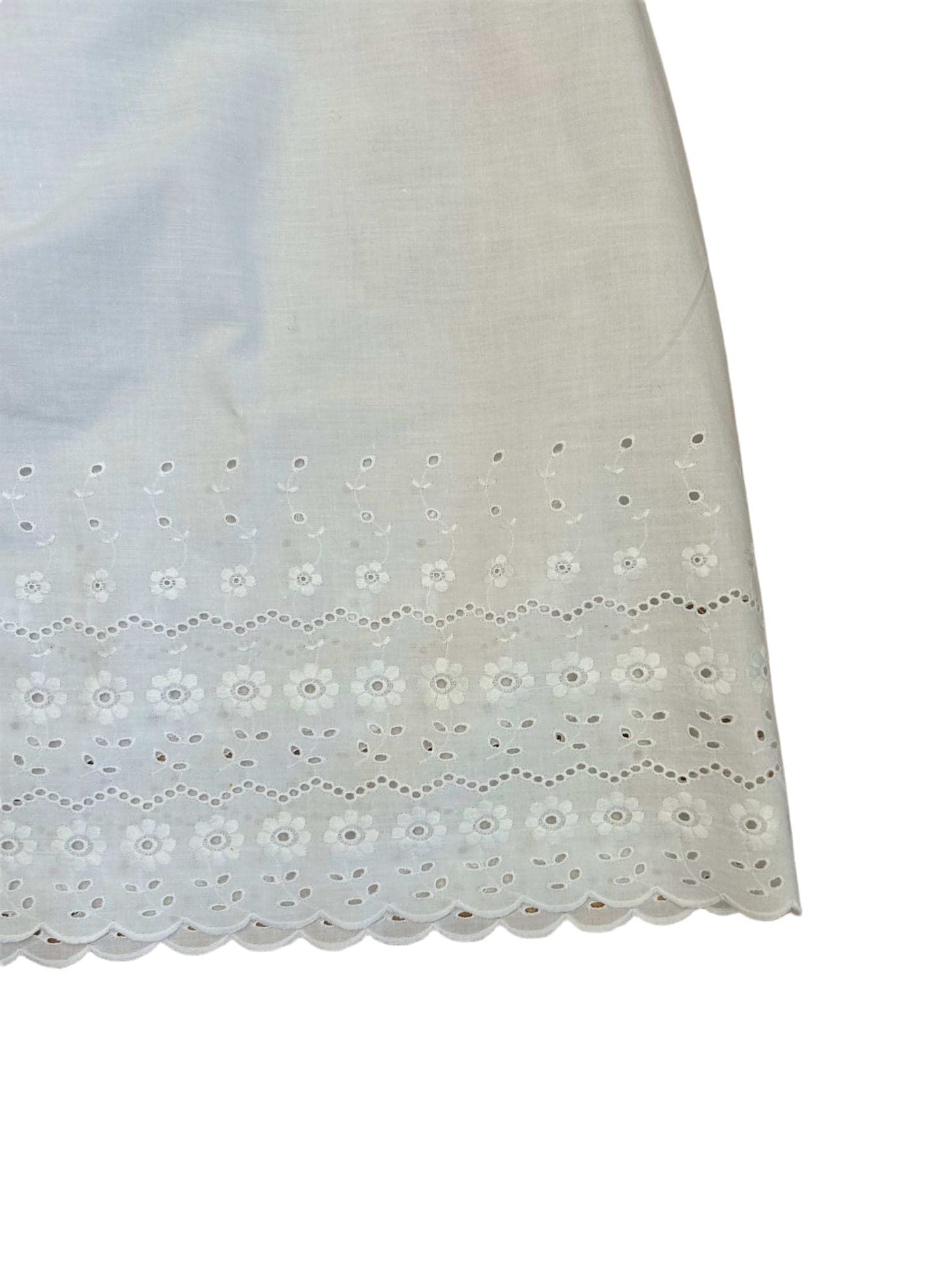 Unterrock Damen 40/42 Weiß Baumwolle Lochmuster Gummibund Midi Sommer