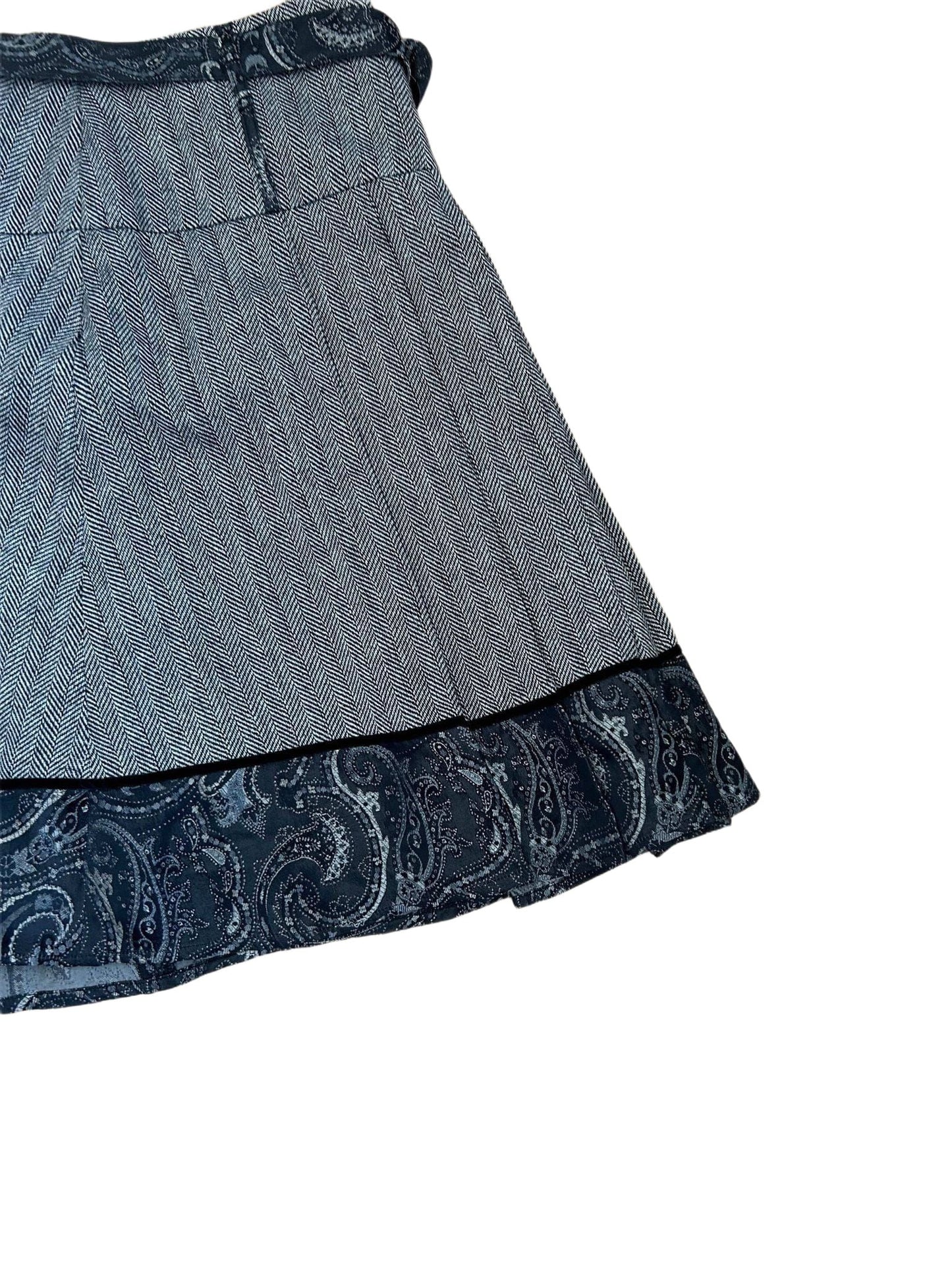 Esprit Rock Damen 42 Grau Wolle Lurex Gefüttert Elegant Faltenrock Herbst