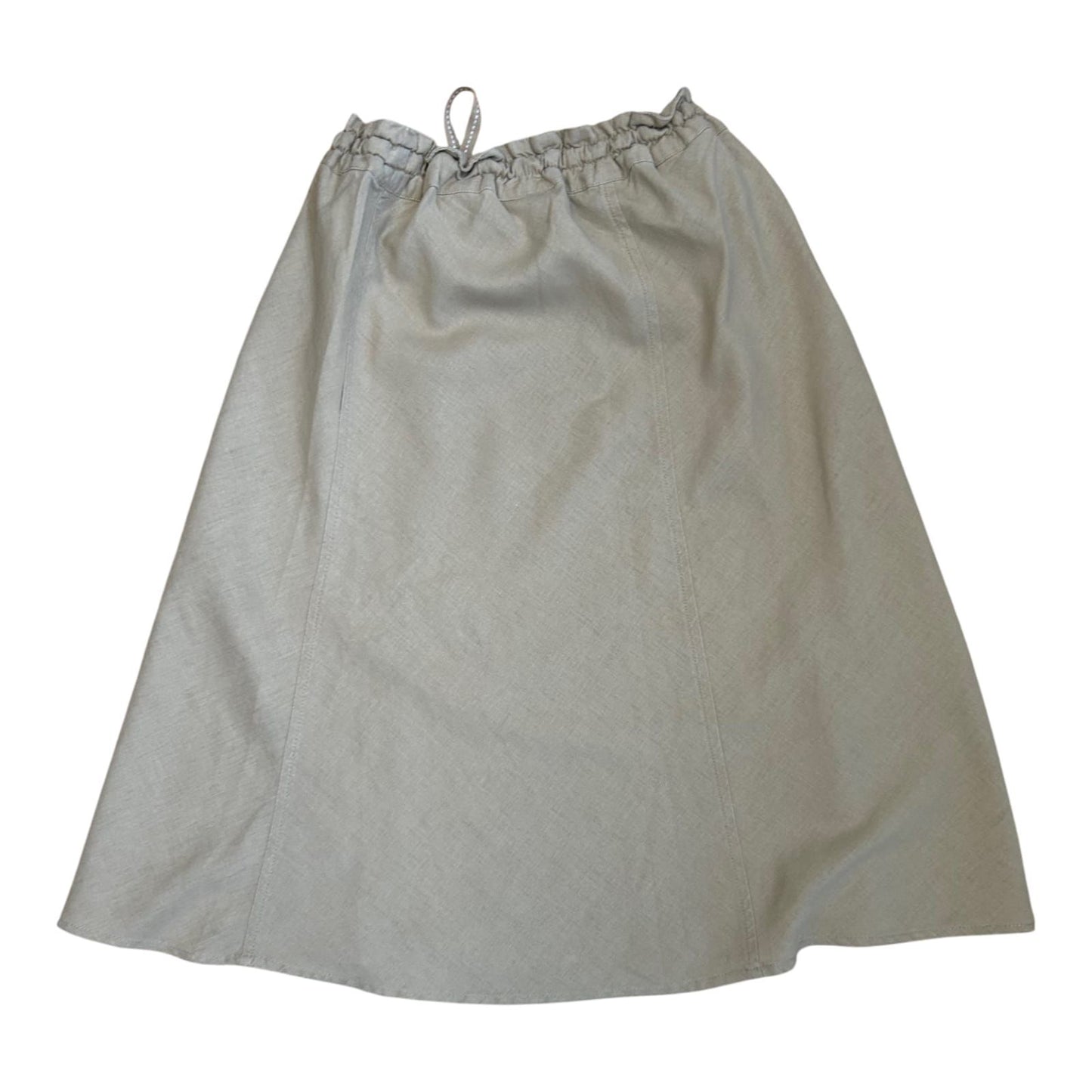 H&M Rock Damen Gr 36 Beige Leinen Viskose Sommer Midi Gummibund