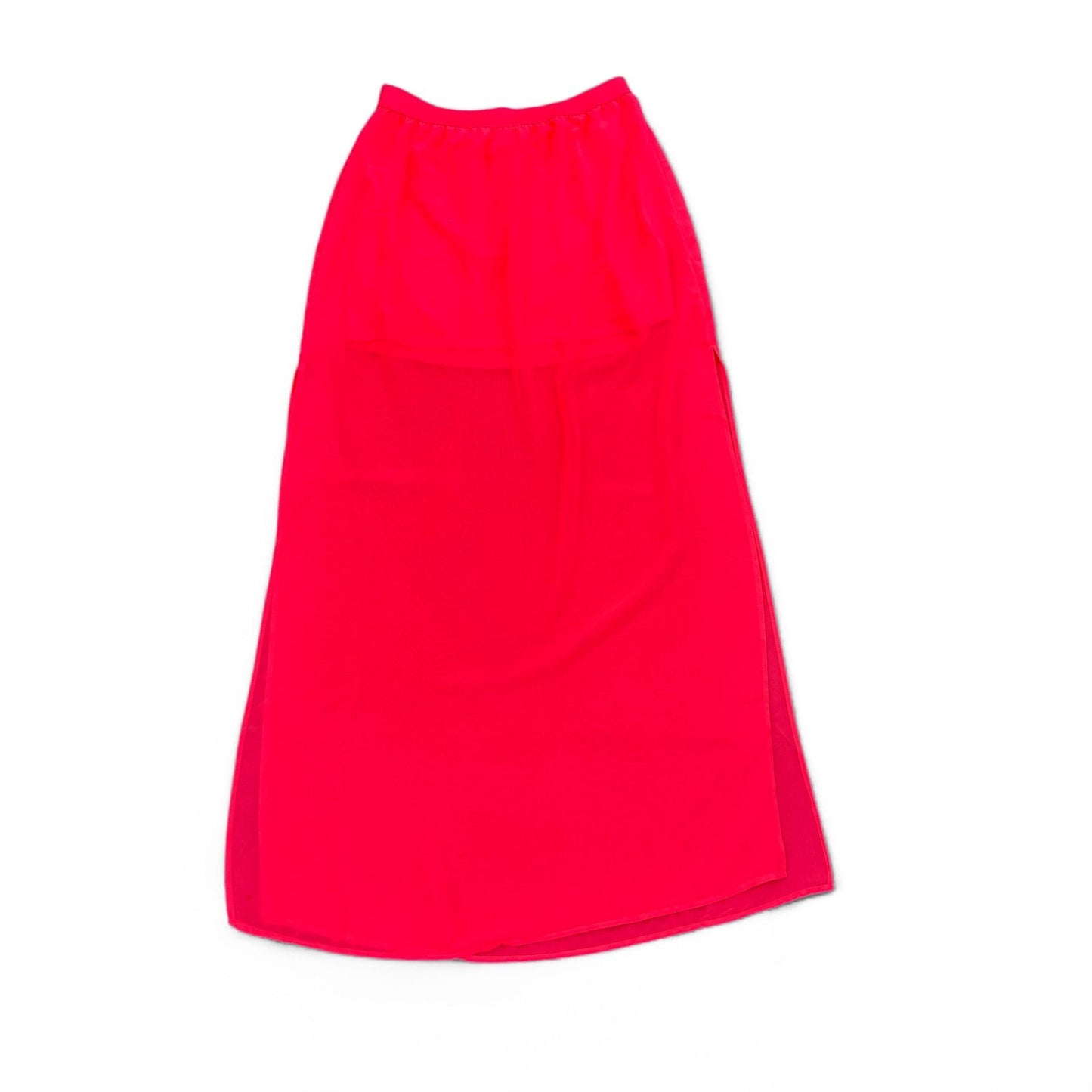 H&M Rock Damen Gr 38 Neonrot Lang Schlitz Sommer Elegant Fließend