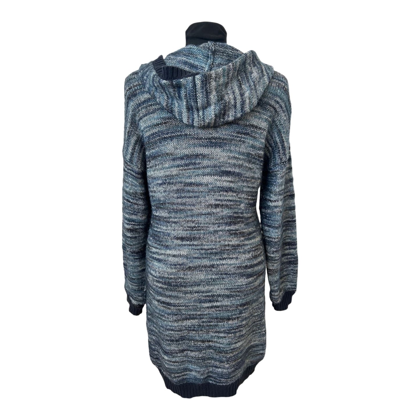Bench Strickjacke Damen Gr M Blau Kapuze Long Cardigan Knopfleiste