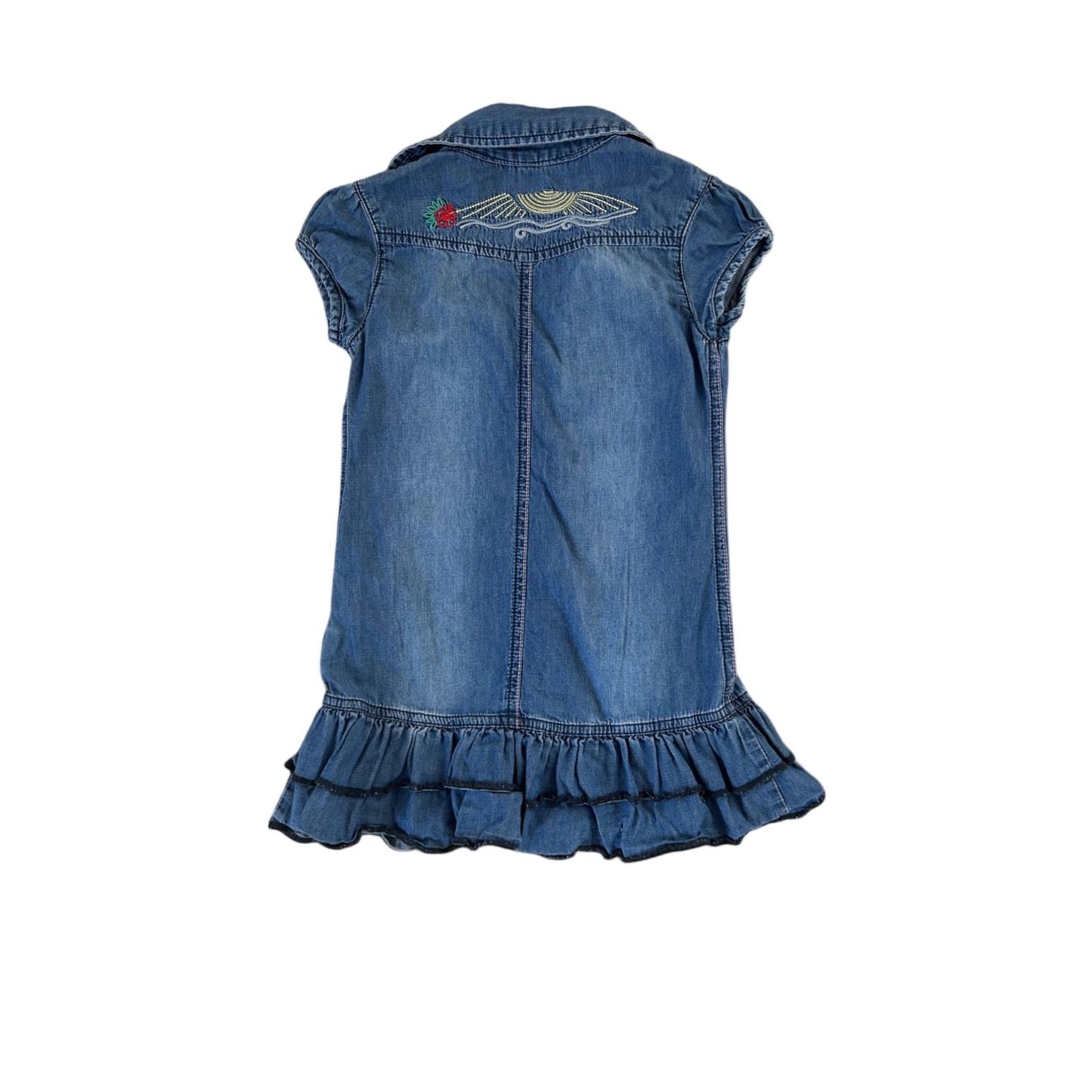 🧡 Jeanskleid mit Stickereien – Gr. 104 – 100 % Baumwolle 🌸