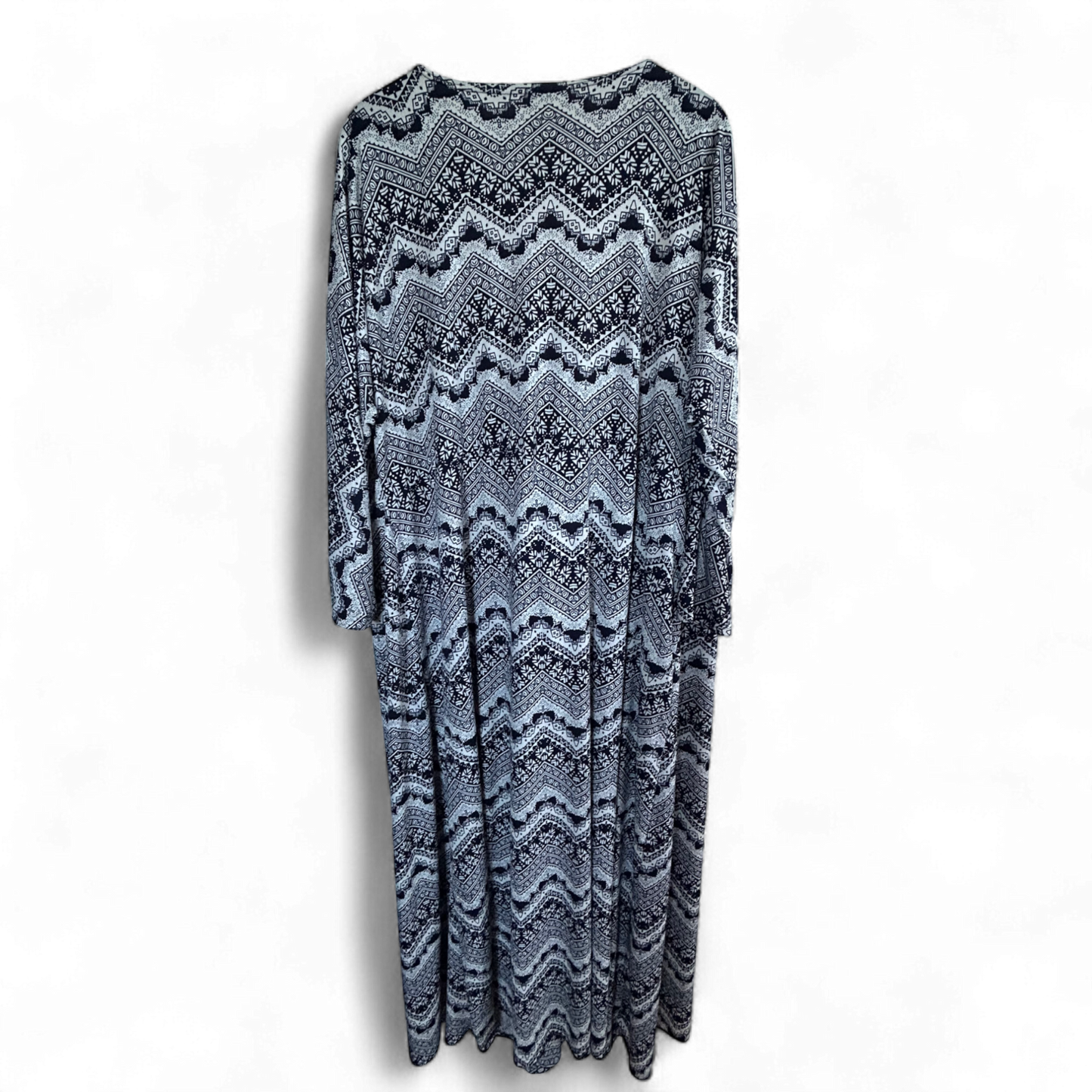 Kleid Damen Dress Maxikleid Gr. 6XL Schwarz Weiß Muster Sommer Look Boho Elegant