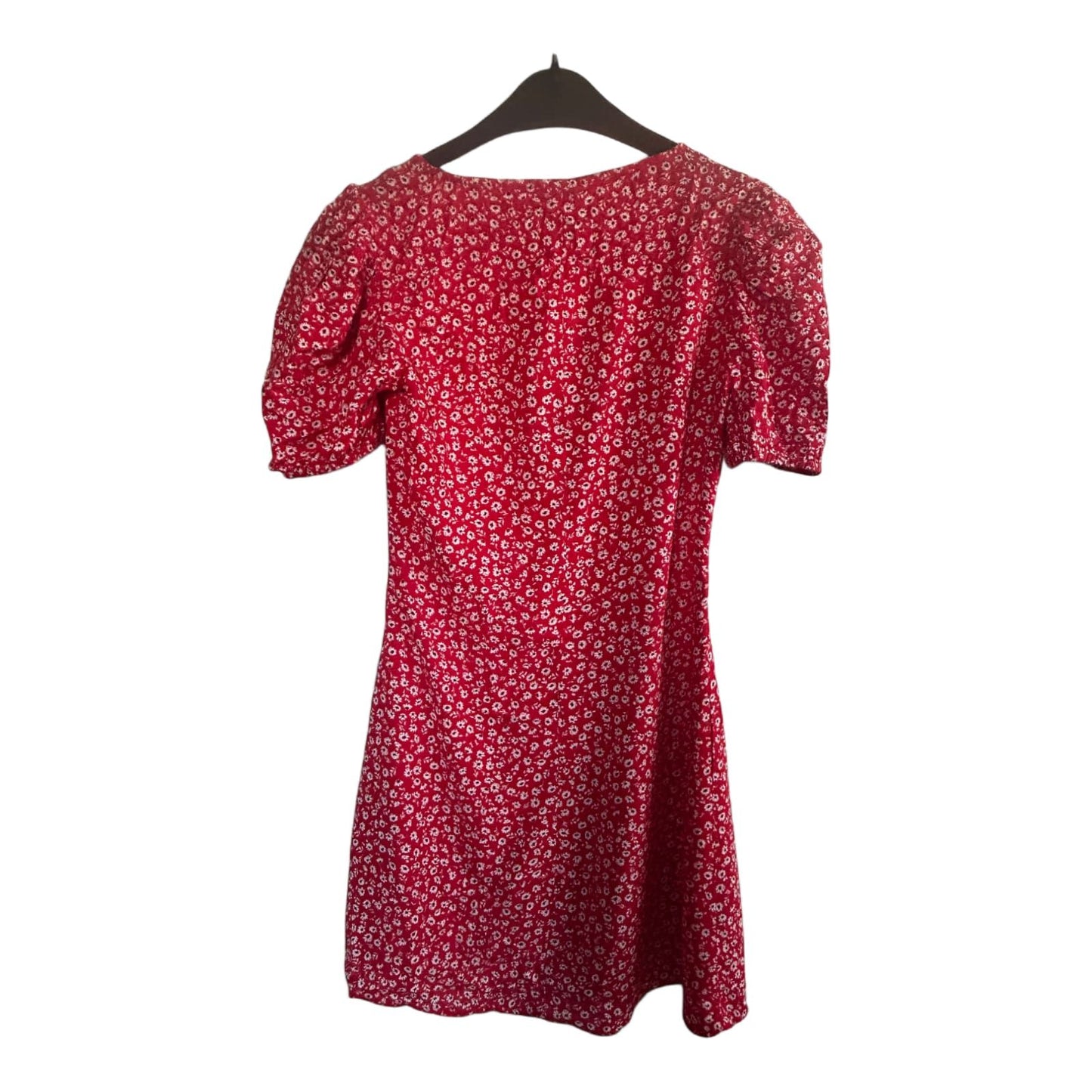 H&M Kleid Damen Dress Damenkleid Gr. 36 Rot Blumenkleid Sommer Knopfleiste Look