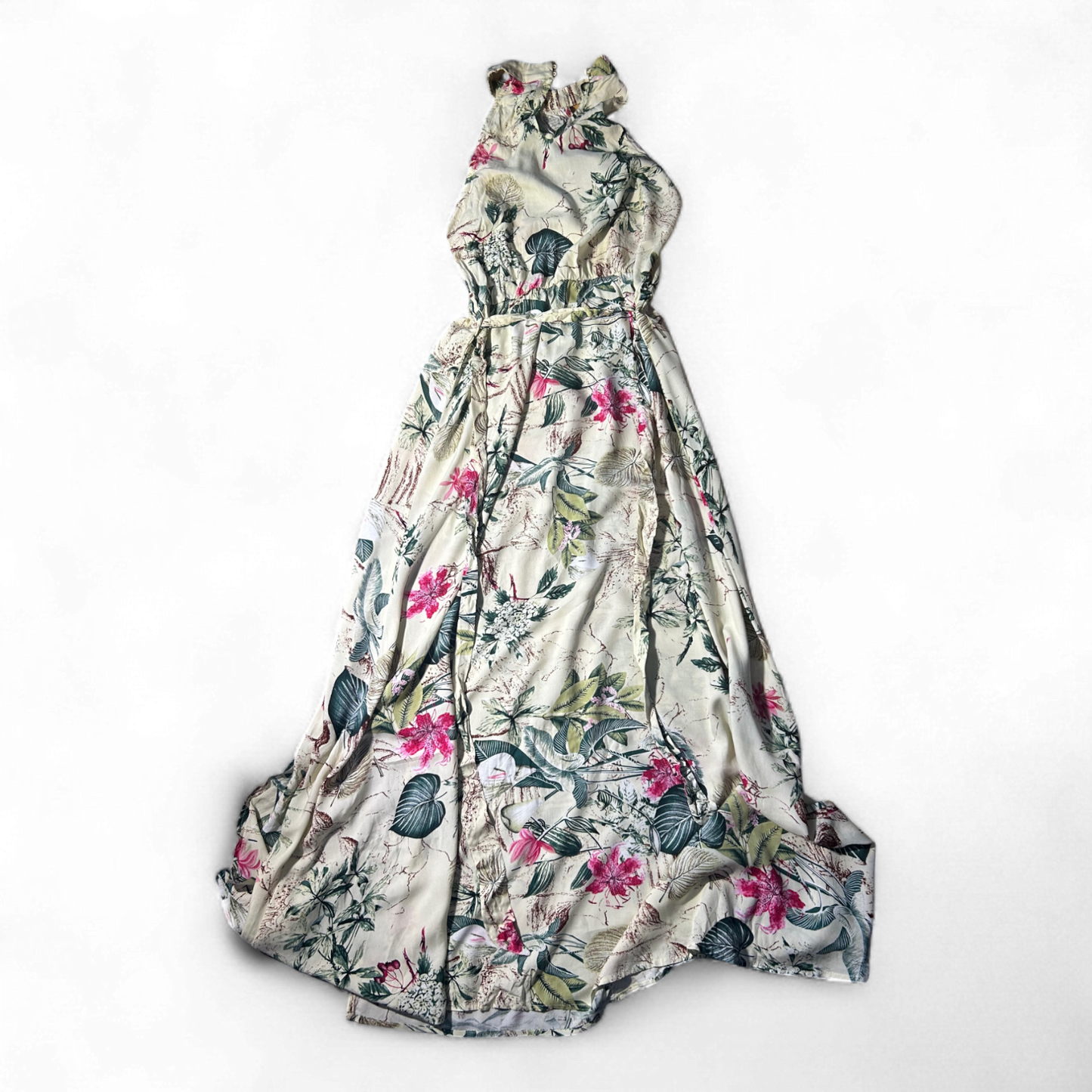 SHEIN Kleid Damen Dress Damenkleid Gr. 36 Blumenprint Maxikleid Bindehals Sommer