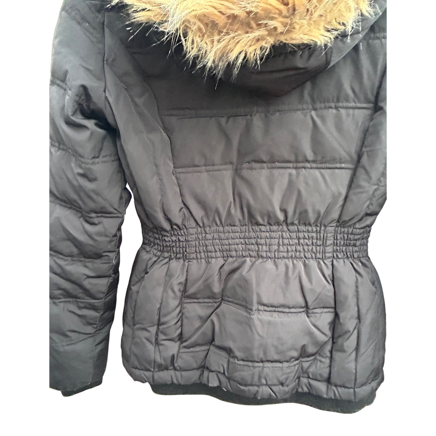 Vera Moda Jacke Damen XS Schwarz Warm Kapuze Fellrand Winter Übergangsjacke