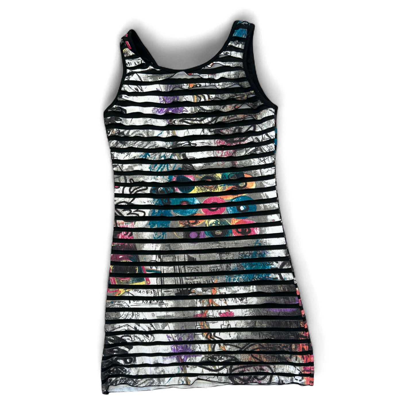 Chick Booti Kleid Damen Dress Damenkleid Gr. 36 Print Cut Out Stretch Sommerkleid