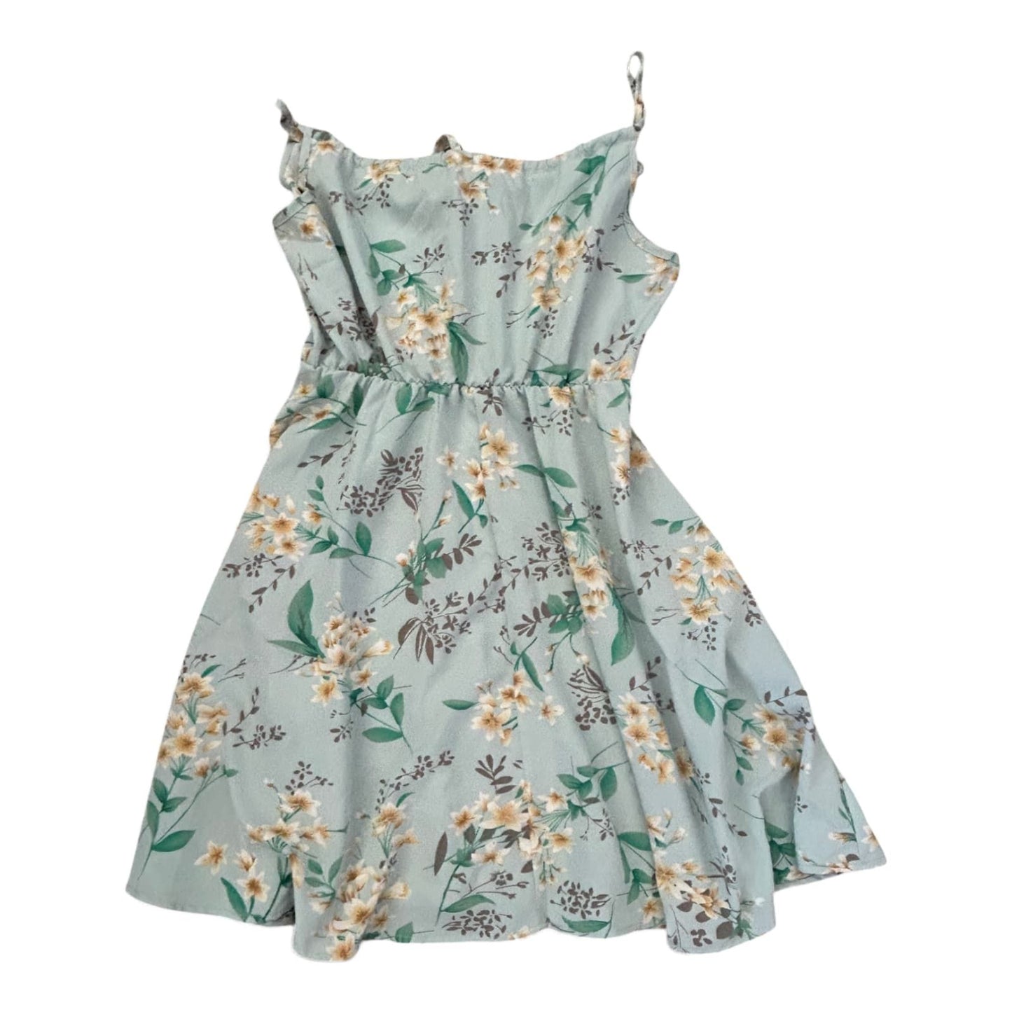 Damen Kleid Dress Sommerkleid Gr. M Hellblau Blumen Trägerkleid Verstellbar Look