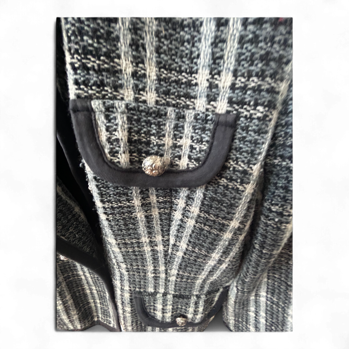 Bouclé Blazer Damen kariert 50 % Poly 35 % Wolle Gr. L Pure Panda Elegant