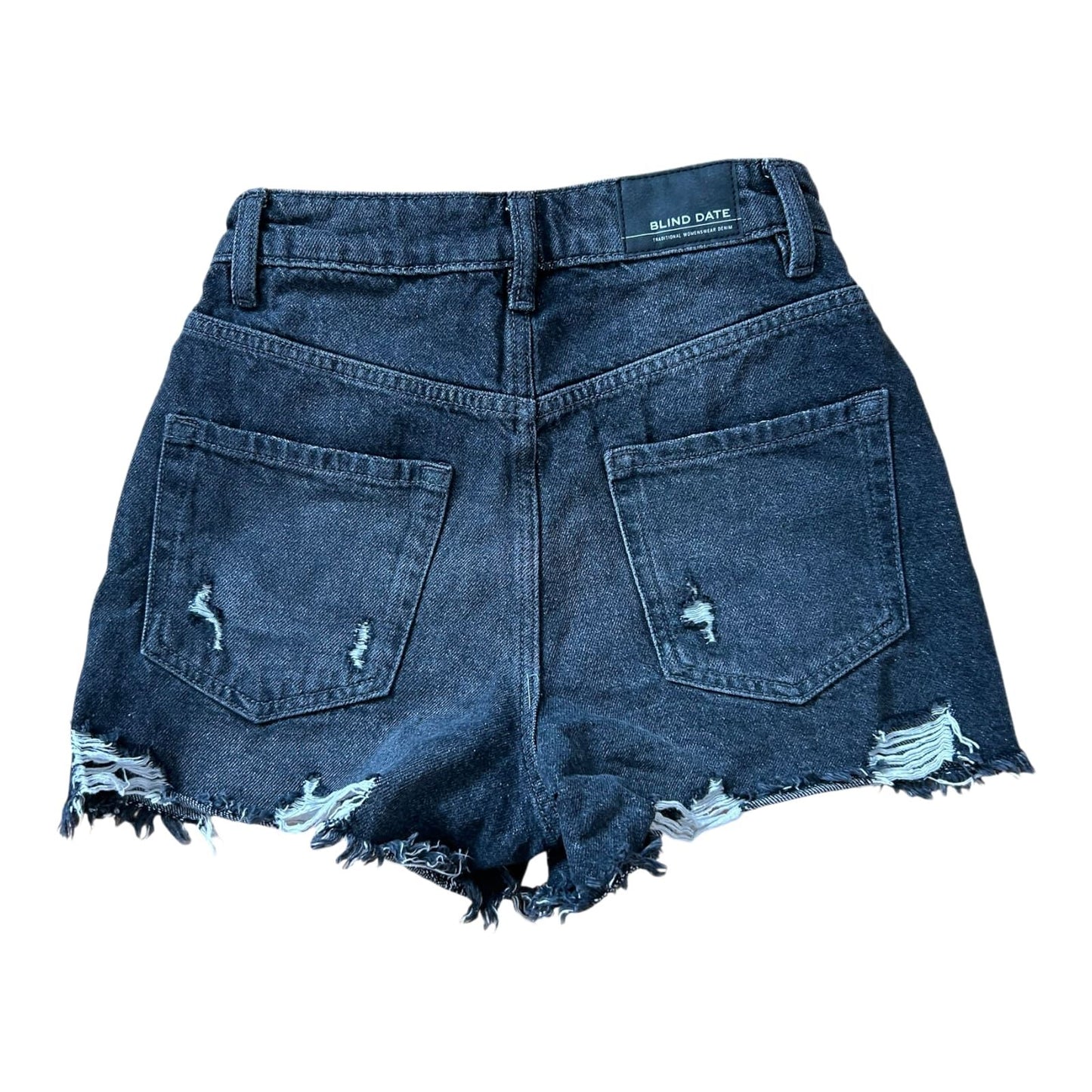 Blind Date Jeans Shorts Damen Grau XS 34 Destroyed Look Fransen Sommer Denim