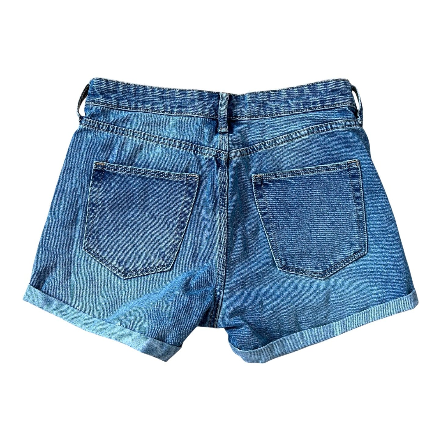 H&M Jeans Shorts Damen Blau 34 Denim Sommer Baumwolle High Waist Kurz Basic