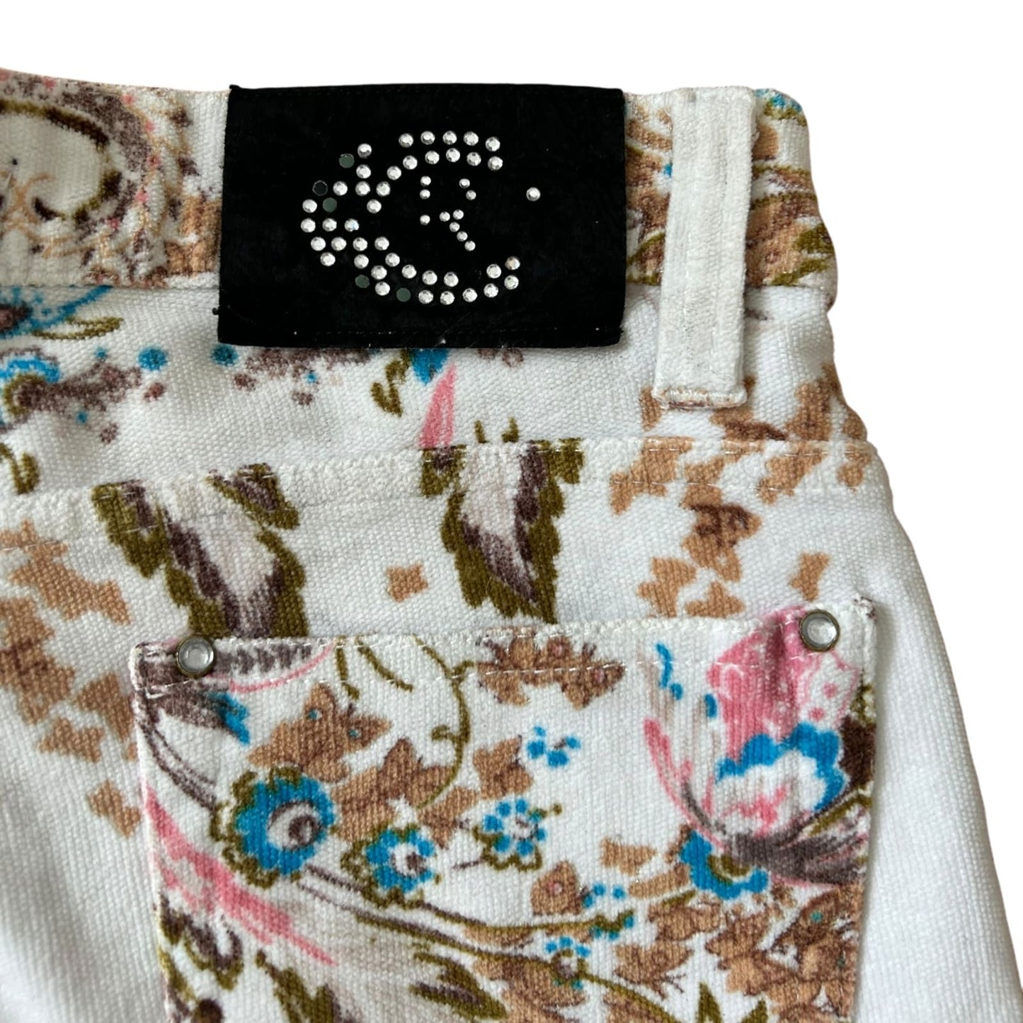 Roberto Cavalli Shorts Damen Muster Creme Sommer Designer Italien S 36