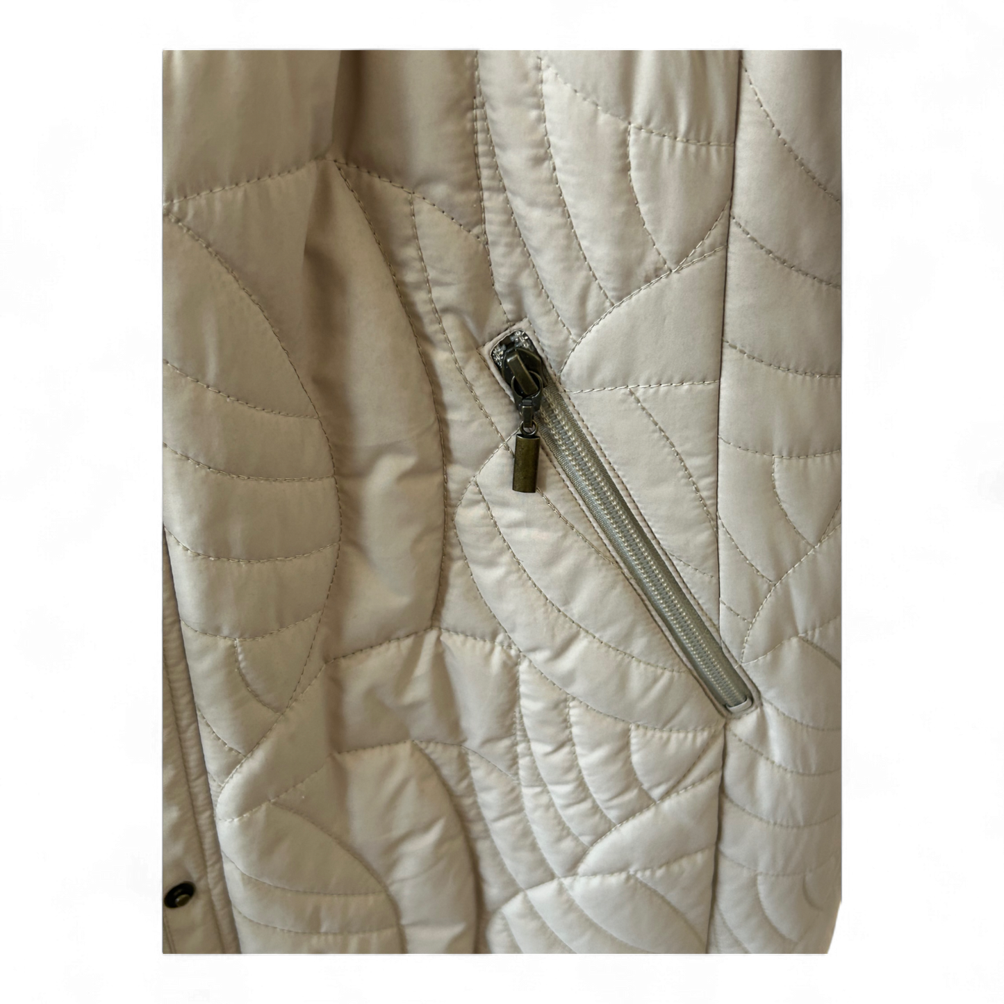 Franco Callegari Damen Steppjacke Steppmantel Gr 42 Beige Gefüttert Warm Elegant