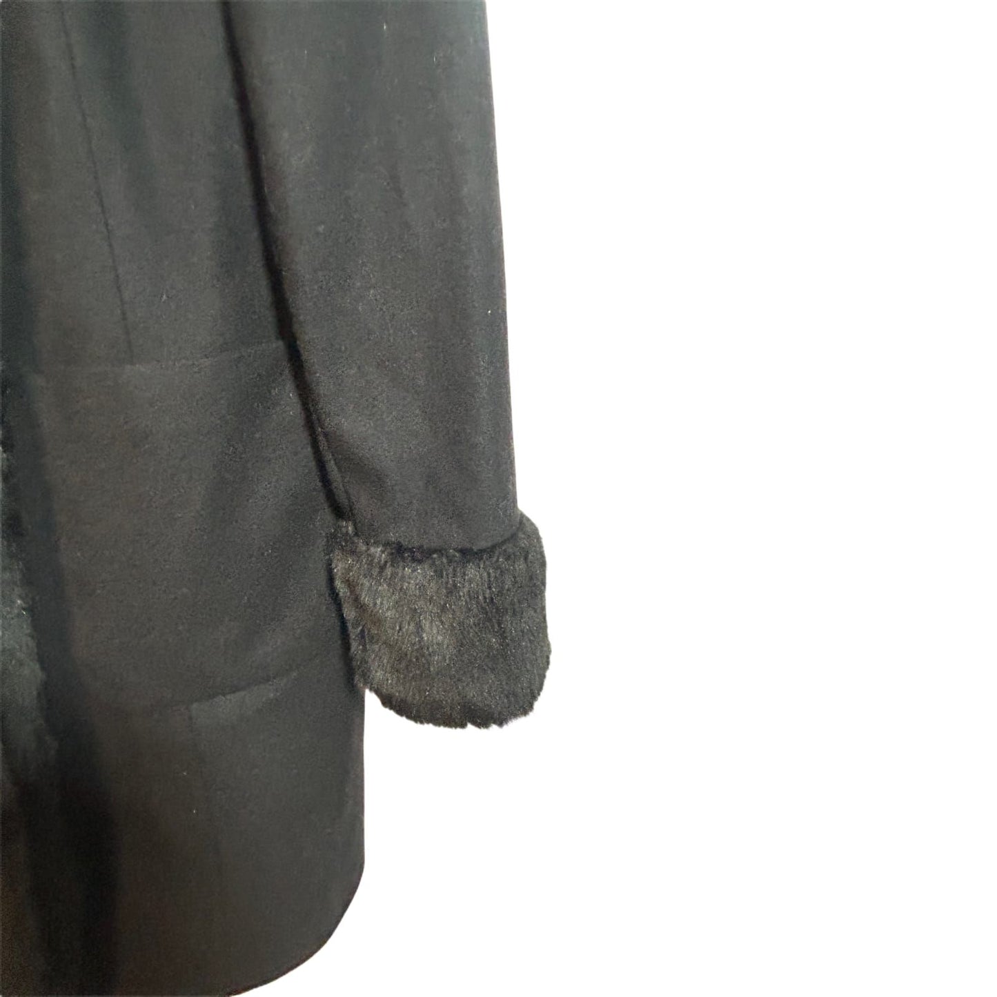 Paraphrase Mantel Damen Gr 40 Schwarz Wollmantel Fake Fur Fellkragen Elegant Winter