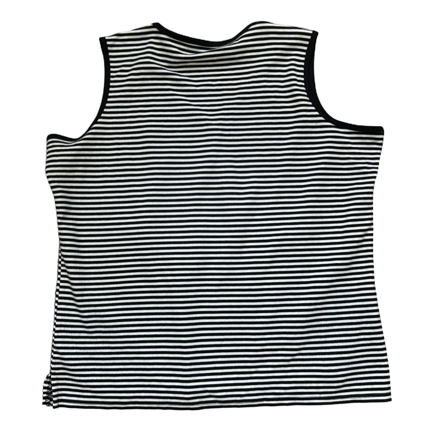 MC Global Damen Top 3XL Schwarz Weiß Gestreift Baumwolle Knopfleiste Sommer