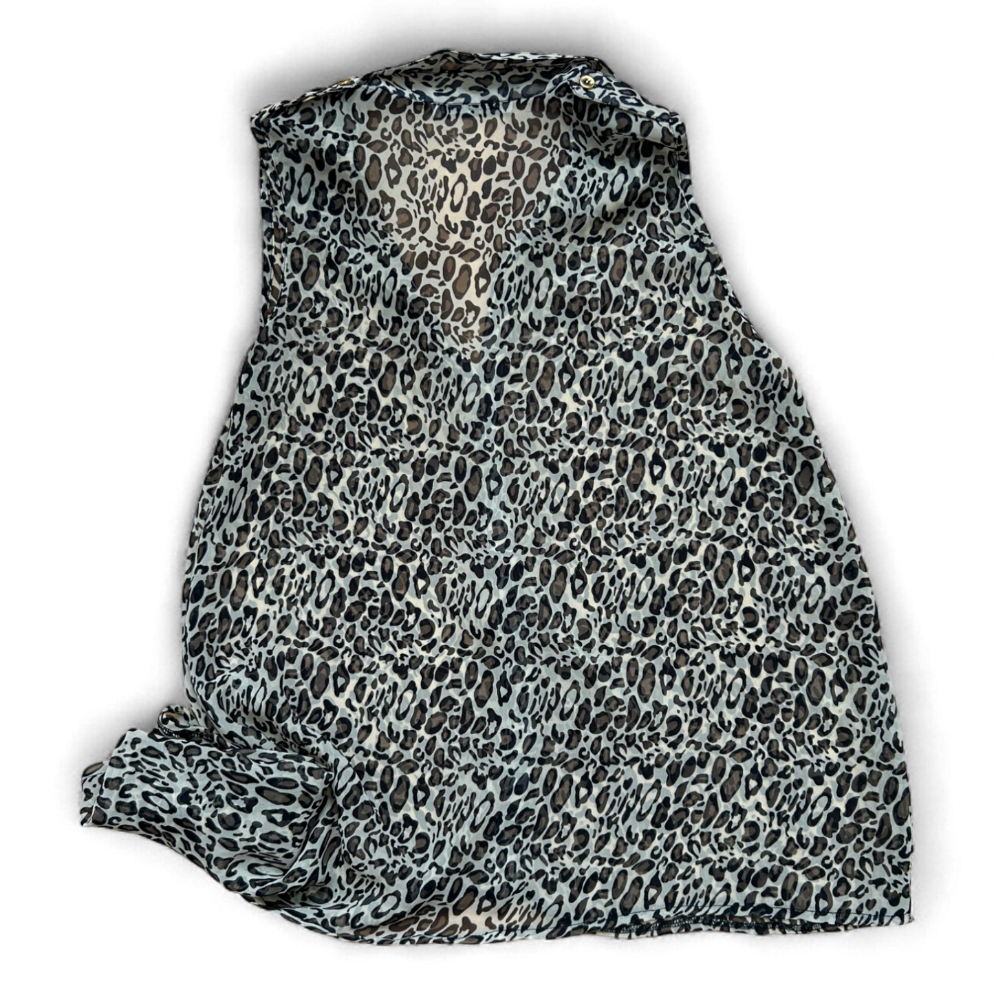 Innocence Damen Bluse 38 Leoprint Asymmetrisch Transparent Ärmellos Sommer