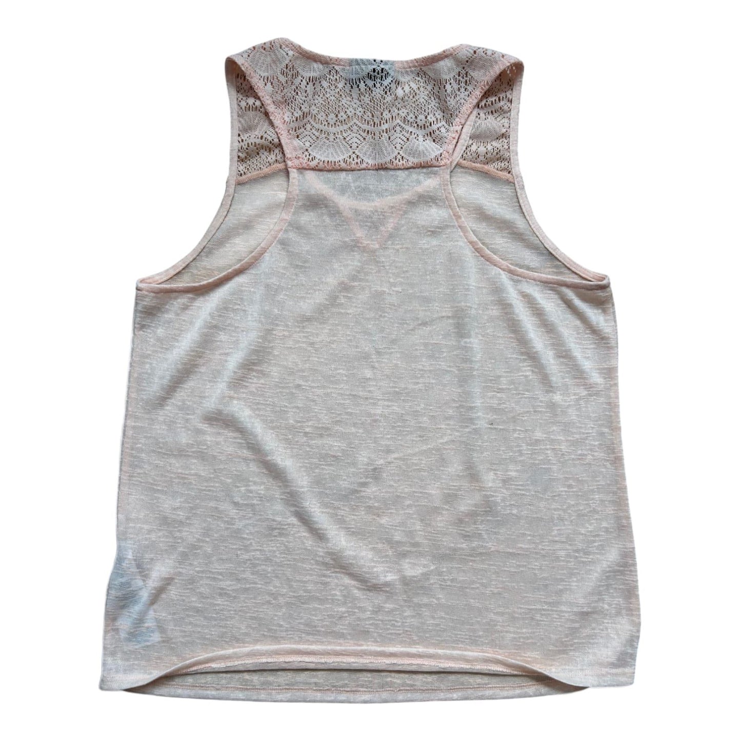 Janina Damen Top 46 Apricot Transparent Spitze Sommer Shirt Elegant