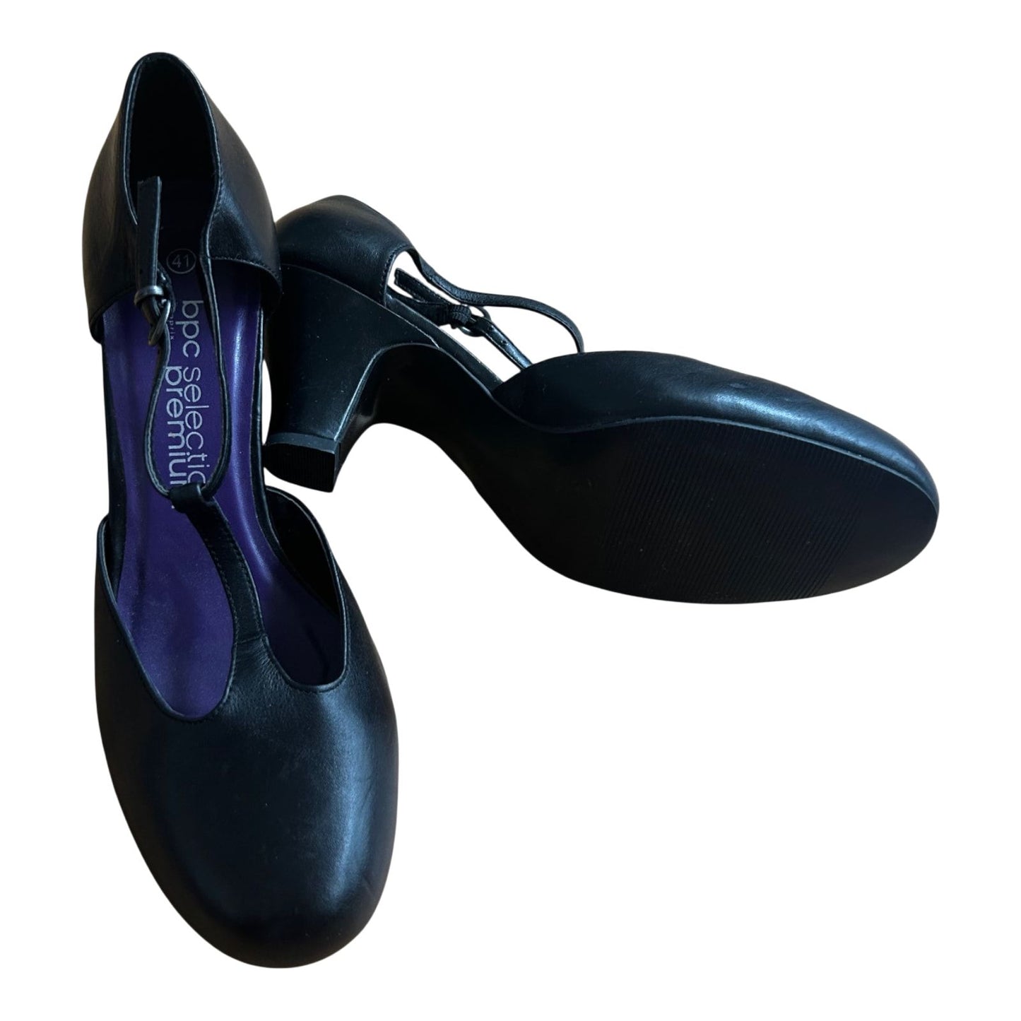 bpc Selection Premium Pumps Leder Damen Schwarz Gr 41 Riemen Elegant Neu