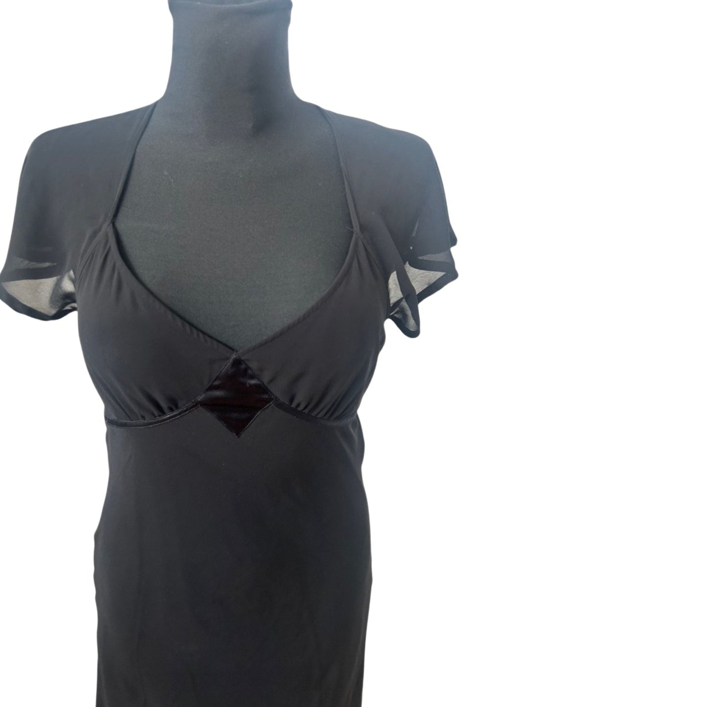 H&M Kleid Damen Gr 40 Schwarz Elegant Chiffon Abend Lang Transparent
