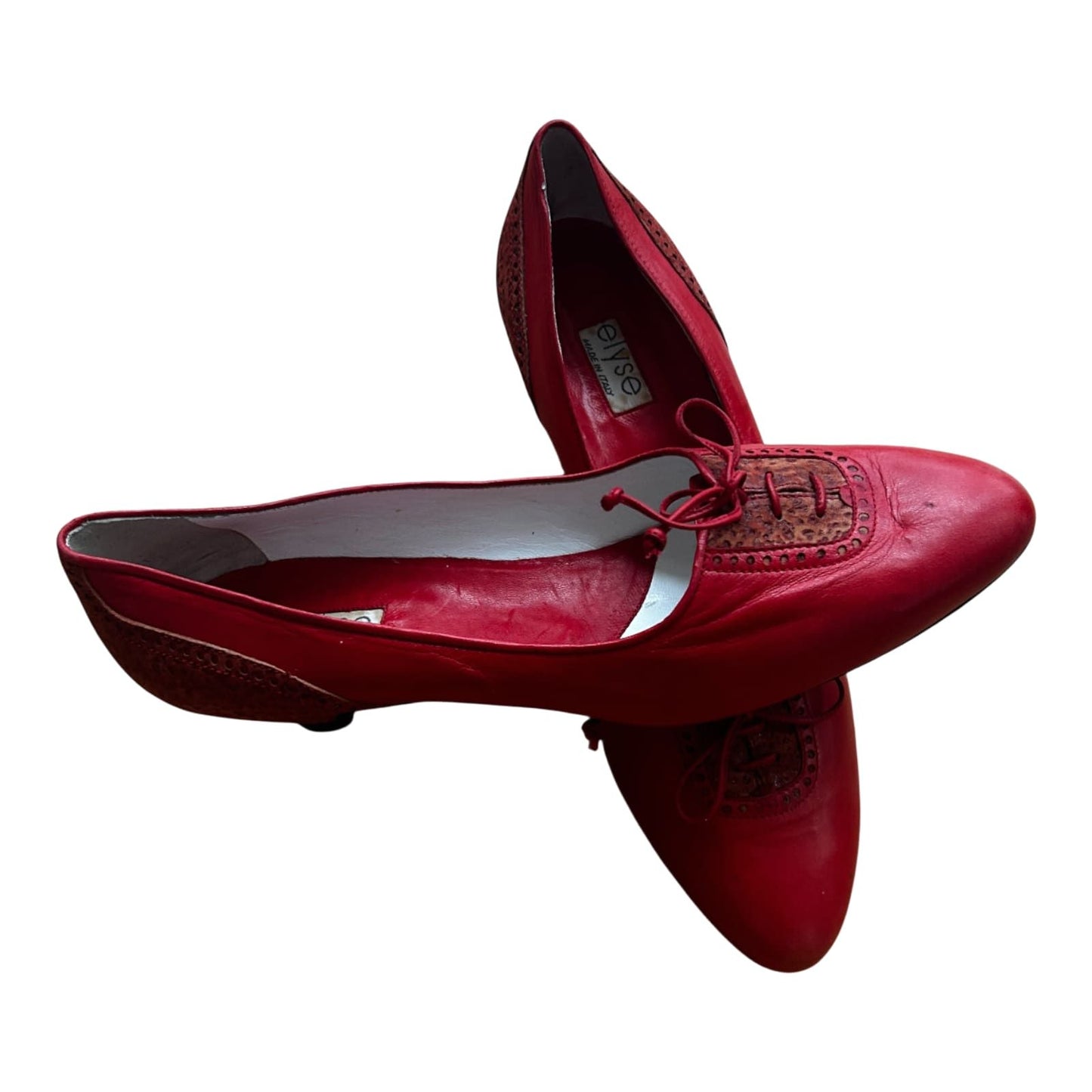 Elyse Damen Halbschuhe Gr 40 Rot Leder Made in Italy Ledersohle Elegant Neu