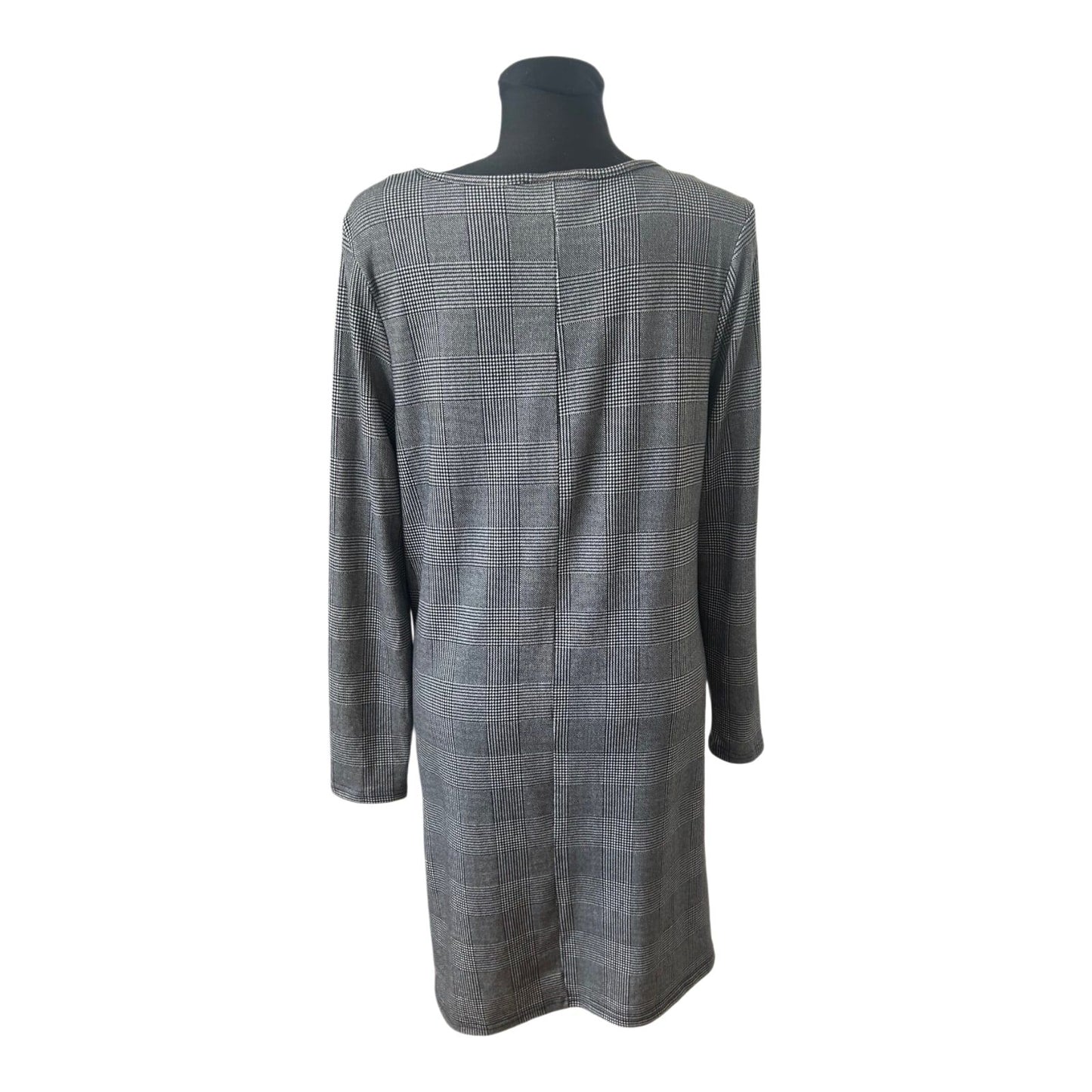 Janina Kleid Damen Gr 44 Grau Kariert Langarm Business Stretch Bequem