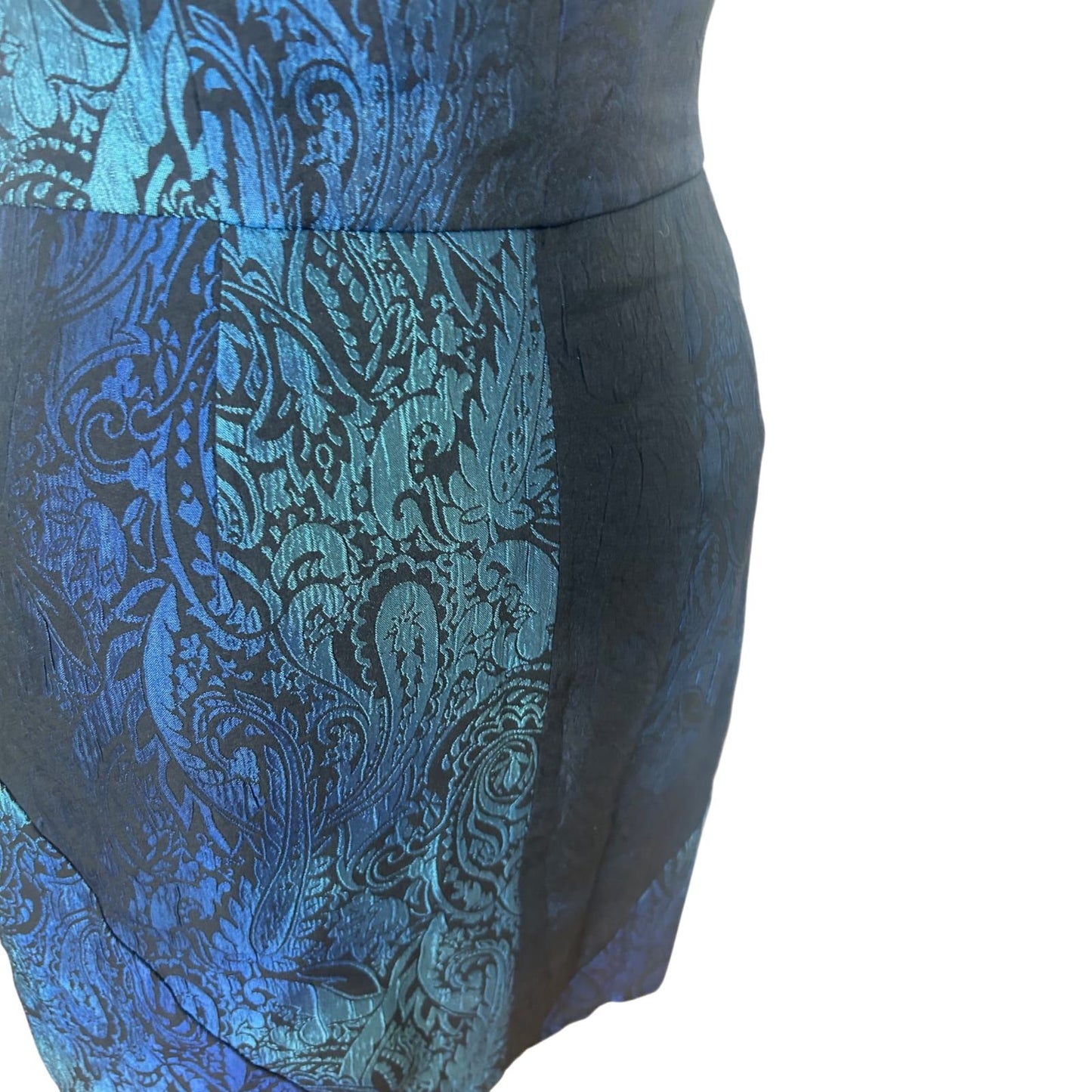 Esprit Kleid Damen Gr 38 Blau Schwarz Elegant Festlich Glanz Muster Neu