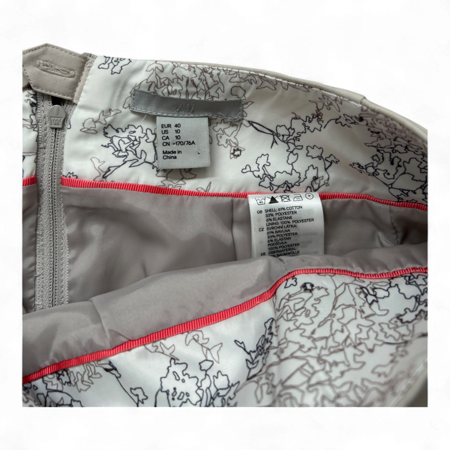 H&M Bleistiftrock Damen Gr. 40 Beige – Gefüttert – Eleganter Business-Look