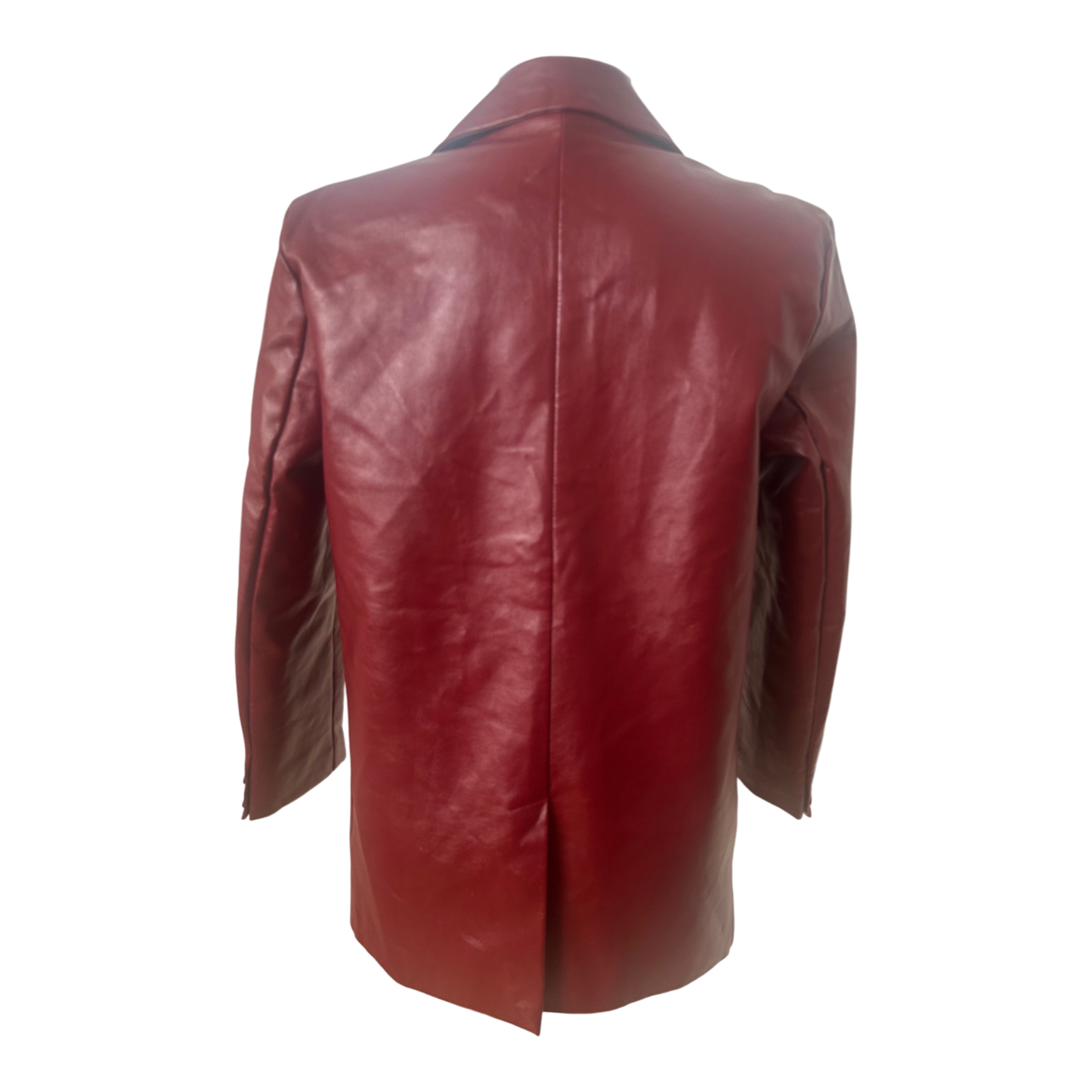 Princess Polly Blazer XS Damen Kunstleder Bordeauxrot Elegant Revers