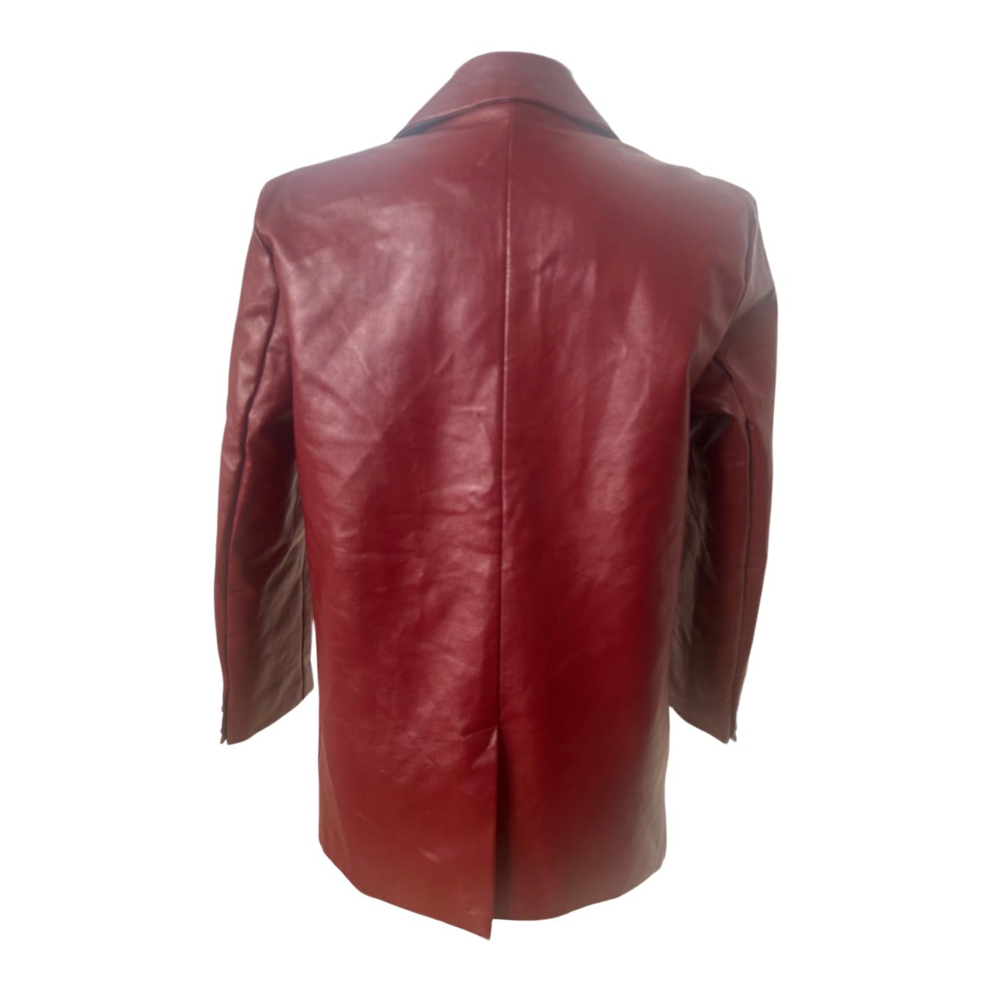 Princess Polly Blazer XS Damen Kunstleder Bordeauxrot Elegant Revers