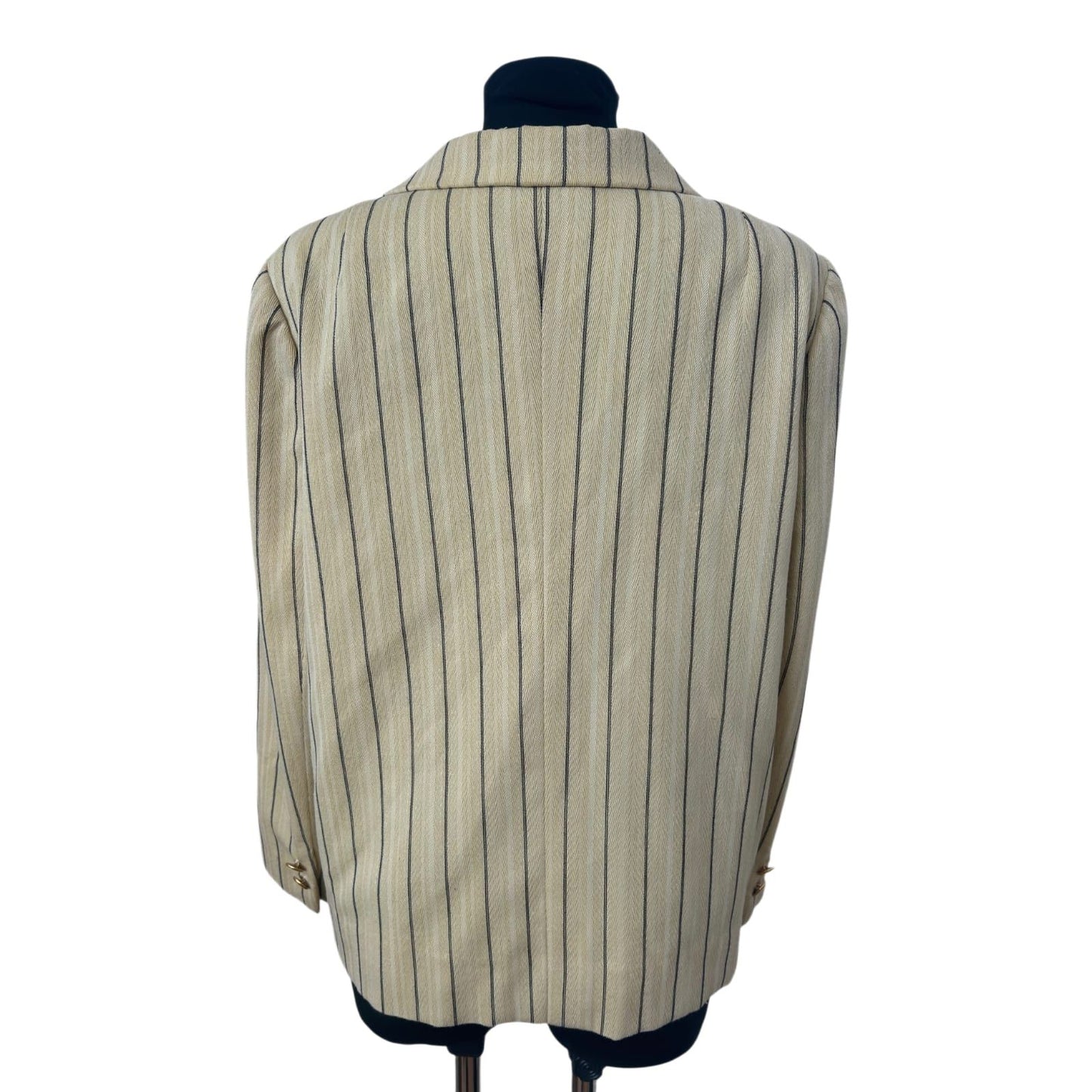 Leinenblazer Damen Gelb Gestreift Gr 40 L Zweireihig Elegant Sommer