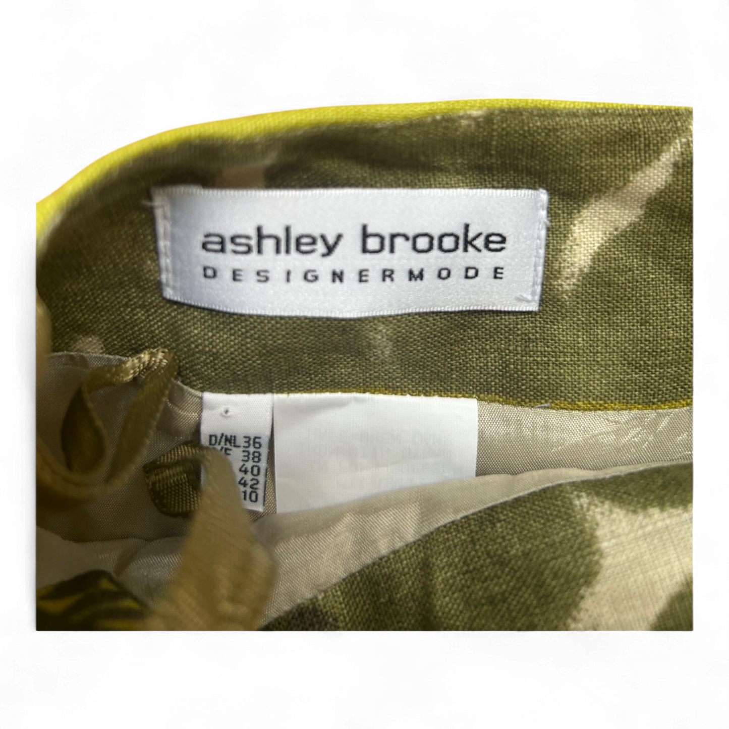 Ashley Brooke Rock Gr 36 Leinen Grün Muster Neu Mit Etikett 92 cm Lang