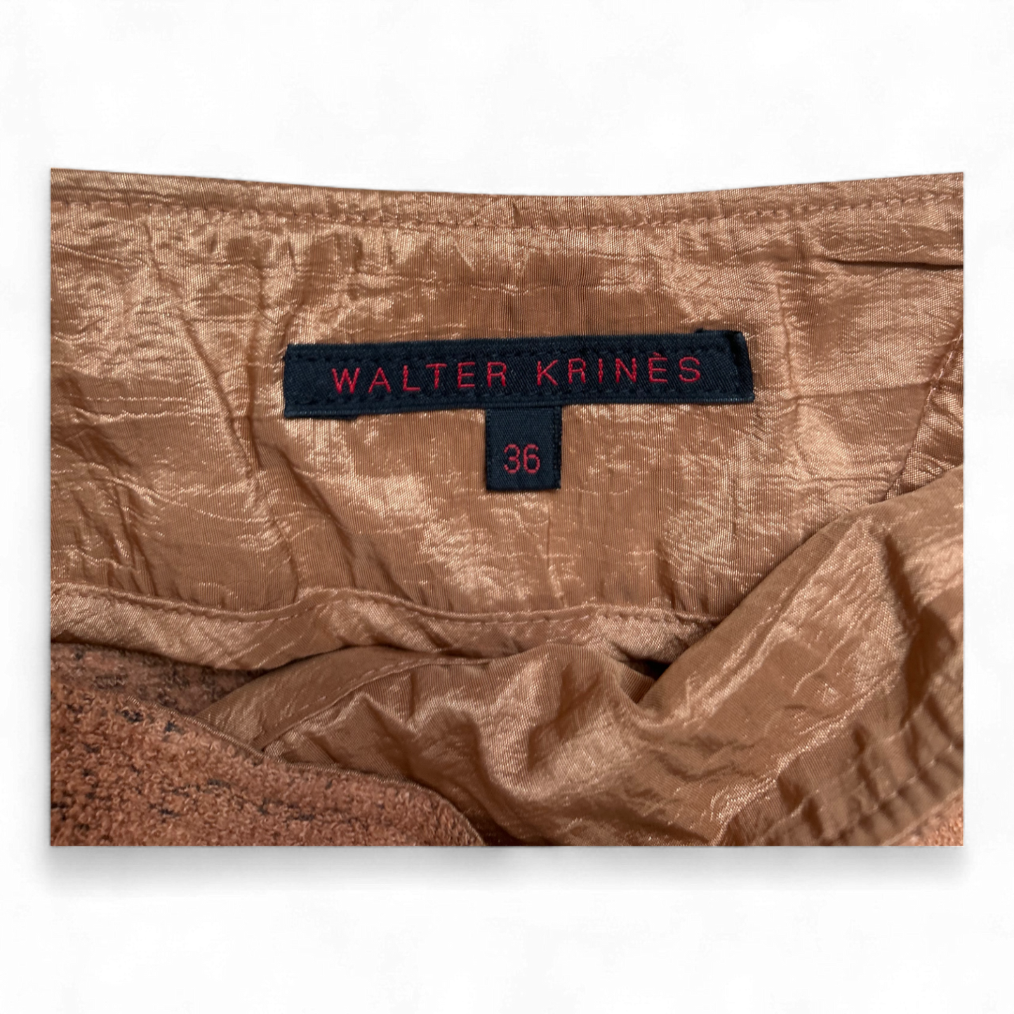 Walter Krines Rock Leicht Ausgestellt Braun Stretch Gr 34 Etikett 36 Mittellang