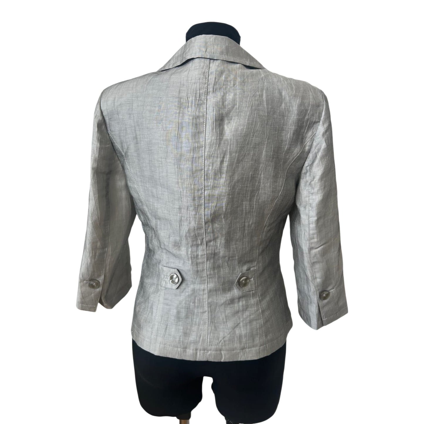 s.Oliver Blazer Damen Gr 38 Leinen Grau Silber Kurzblazer Elegant Chic