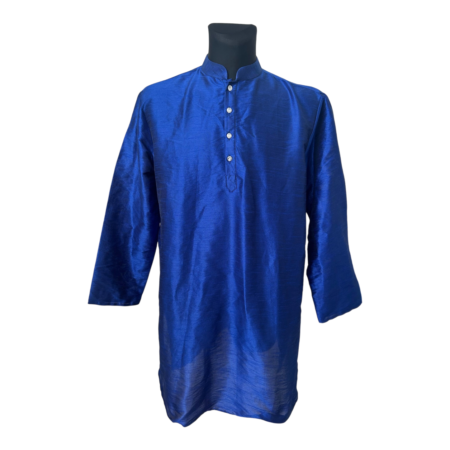 Herren Tunika XL Blau Langarm Shirt Ethno Style Stehkragen Neu Elegant