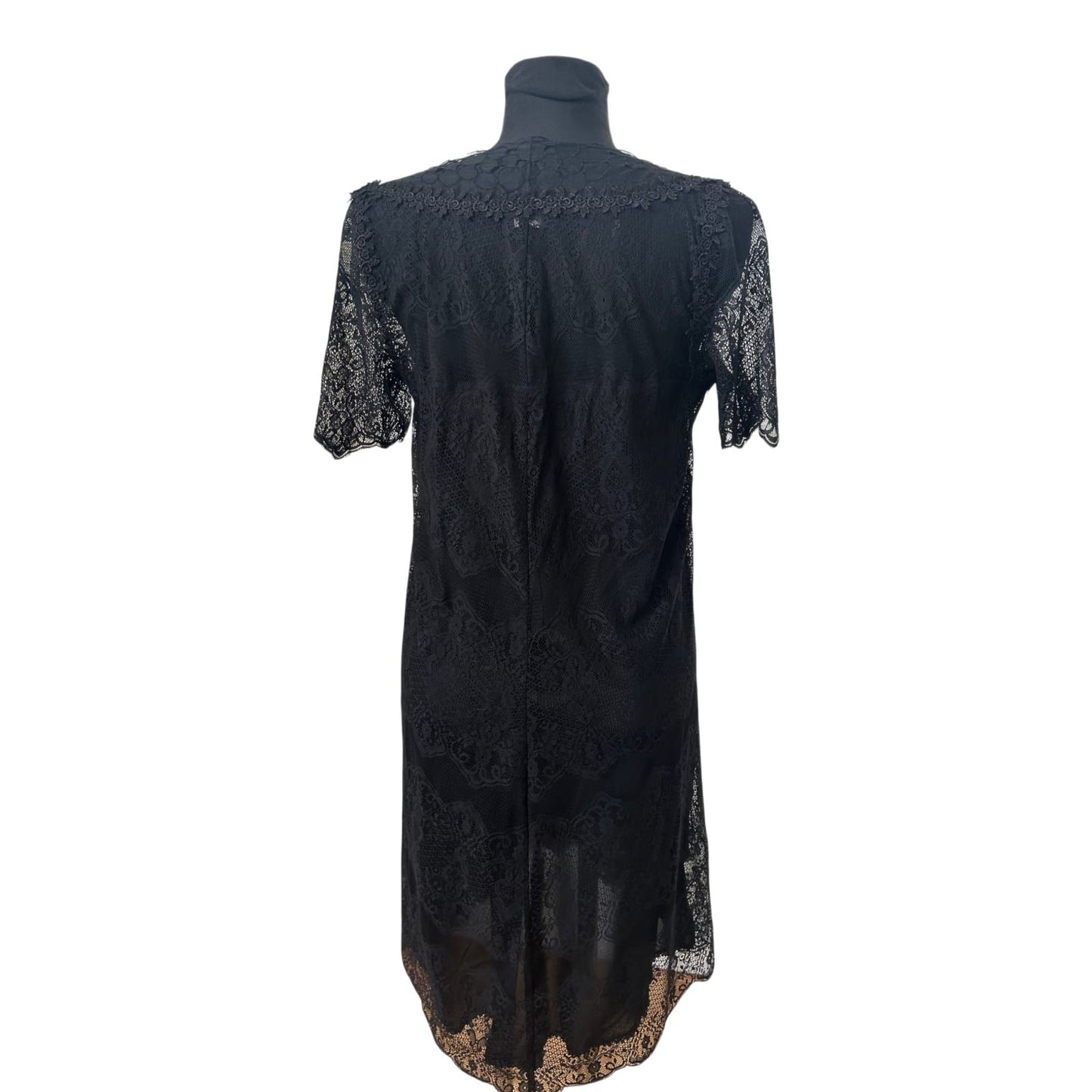 Tara Collection Kleid Damen Gr 40 Schwarz Spitze Seide Elegant Abendkleid