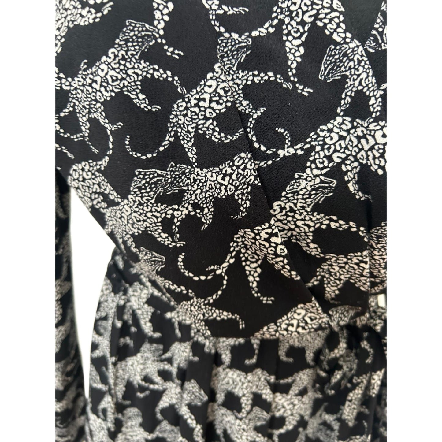 H&M Kleid Damen Gr M Wickelkleid Leoparden Muster Schwarz Elegant Neu Chic