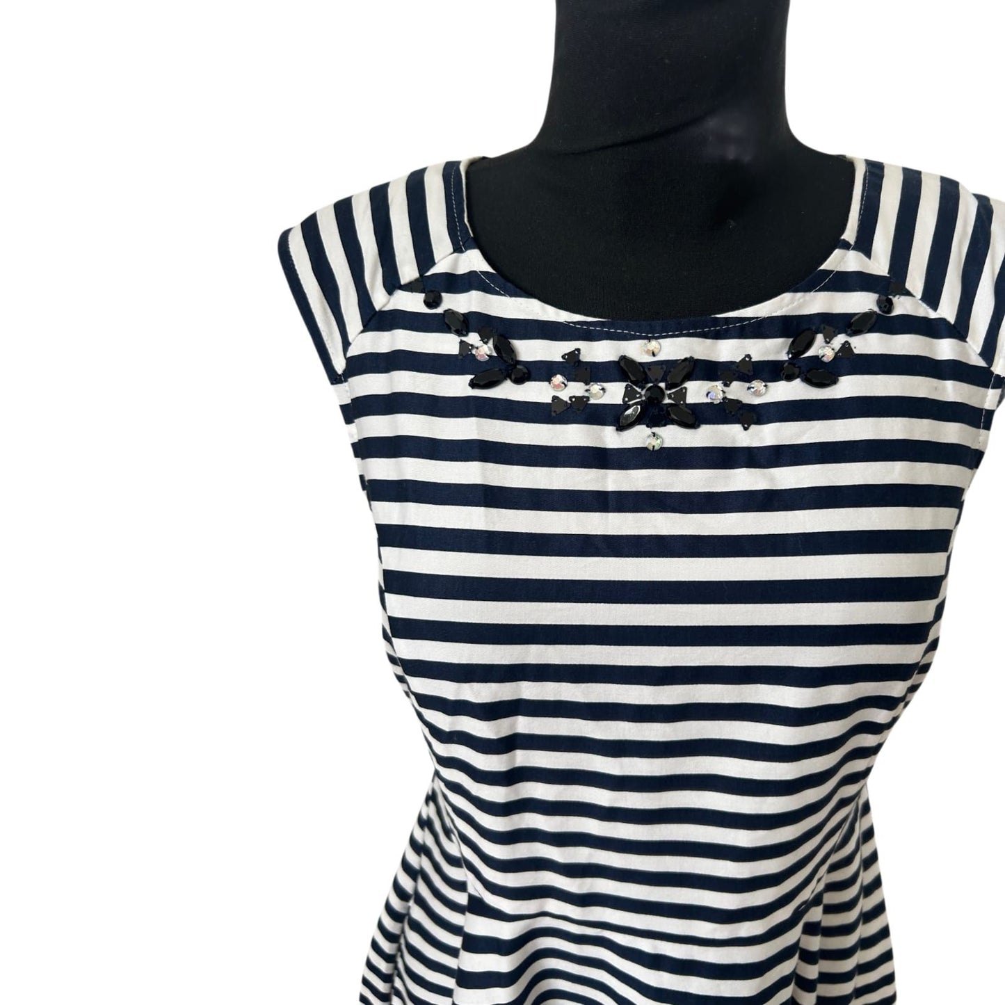 Yessica Kleid Damen Gr 40 Marine Weiß Gestreift Maritim Sommer Elegant Chic