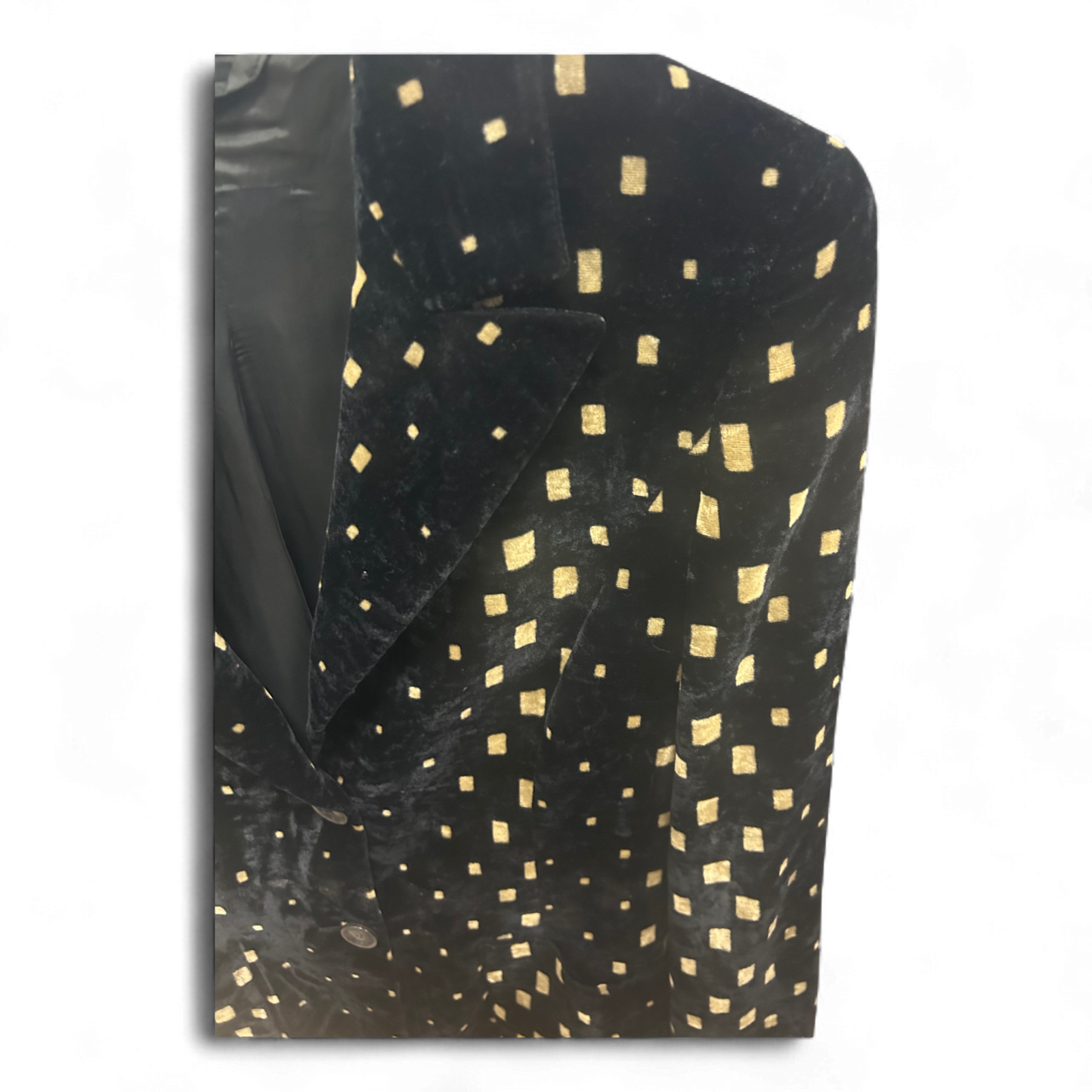 Samtblazer Damen Schwarz Gold Glänzend Vintage Party Look Größe S Unikat