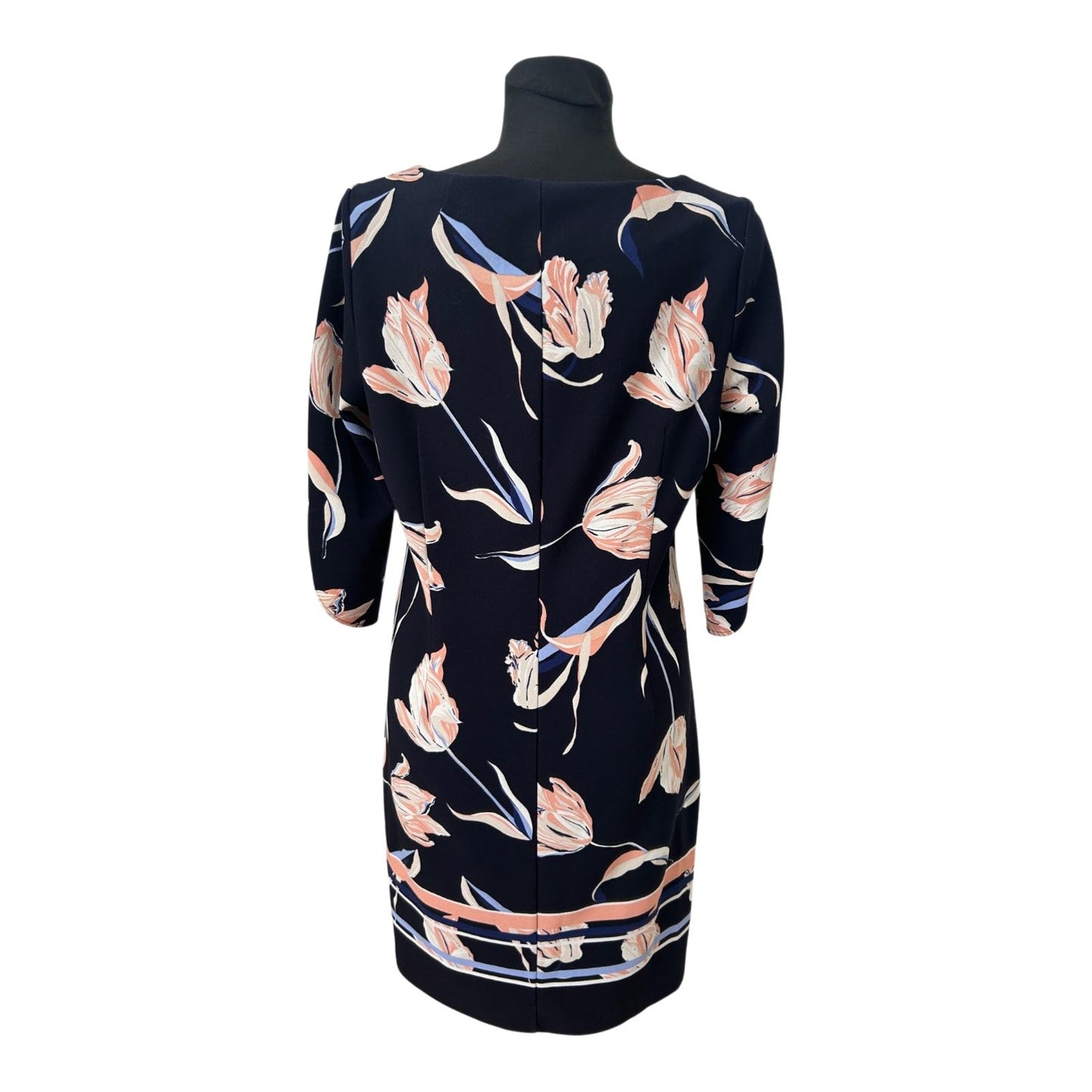 Comma Kleid Damen Gr 40 Dunkelblau Blumen Elegant Business Freizeit Chic