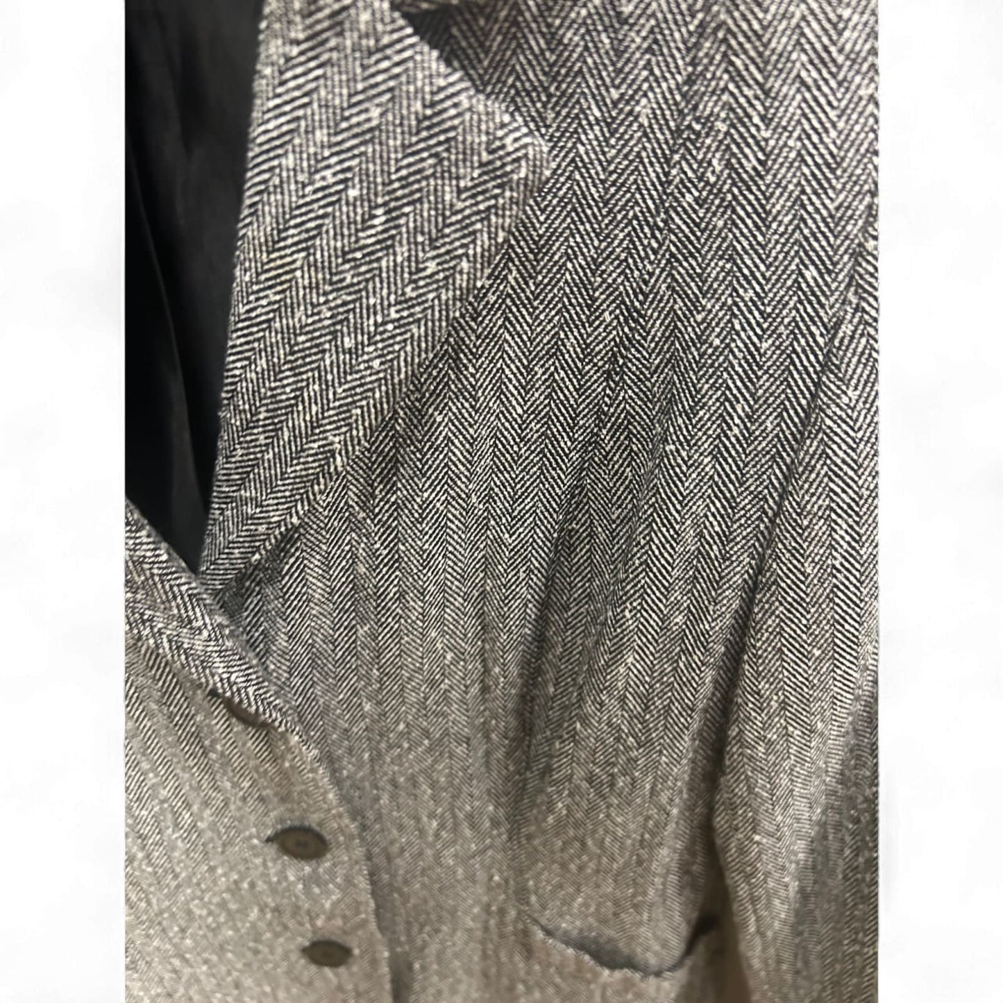 Pure Panda Blazerjacke Damen Gr 36 Grau Fischgrät Gefüttert Vintage Stil