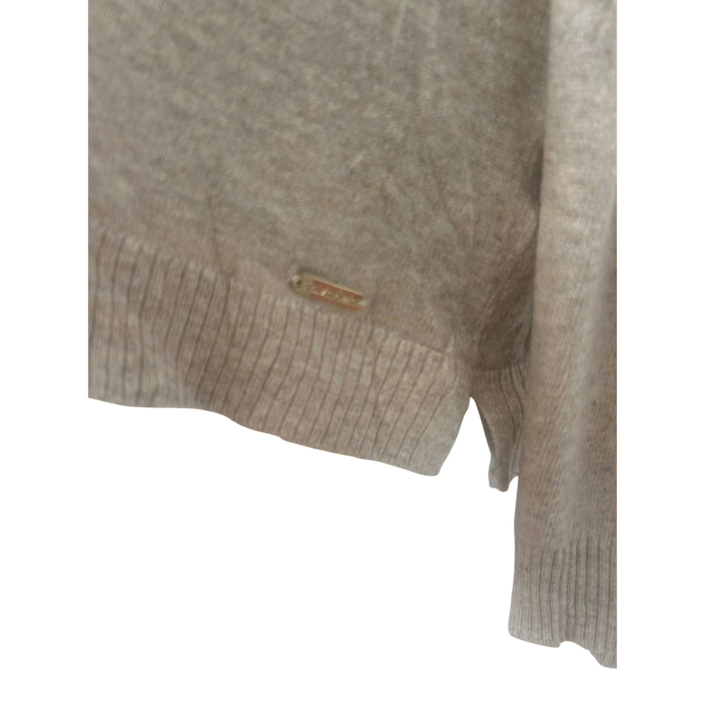 Calvin Klein Pullover Damen Gr XL Beige Layer Look Feinstrick Elegant