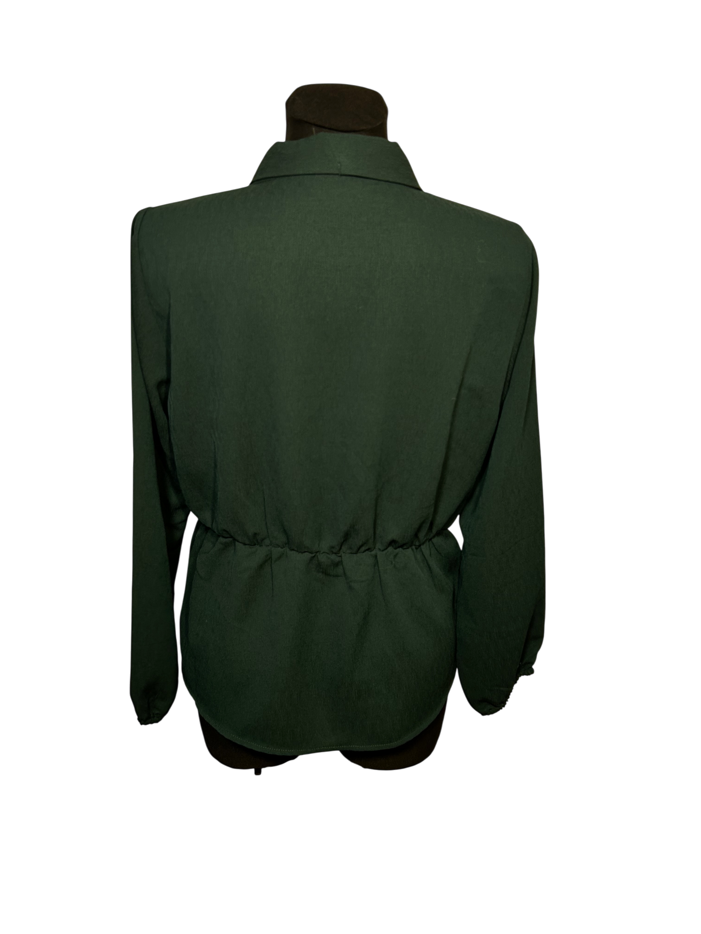 Pigalle Damen Bluse Wickeloptik Gr L Dunkelgrün Elegant Langarm Modern Neu