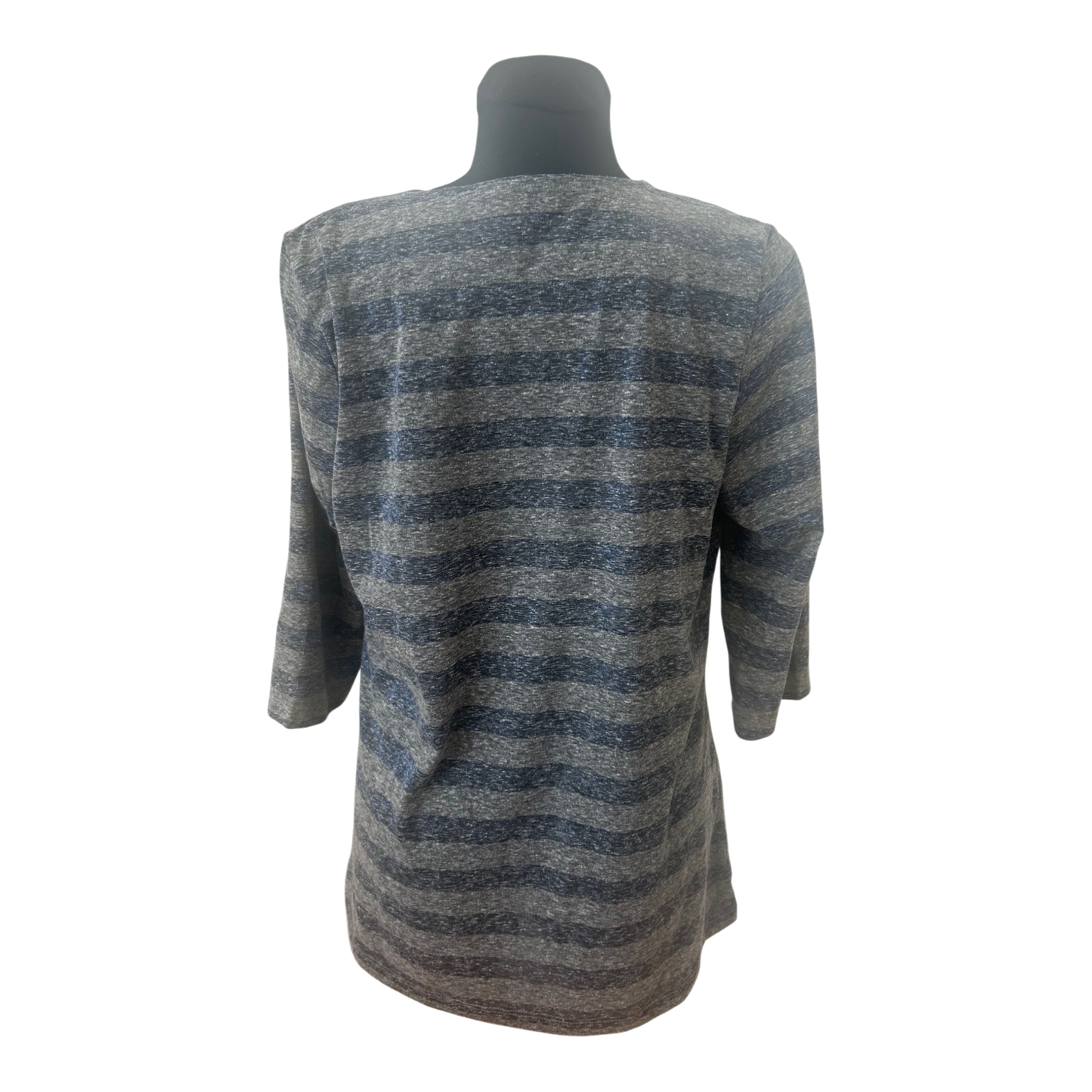 Bonita Shirt Damen Gr L Grau Blau Gestreift Dreiviertelarm Casual