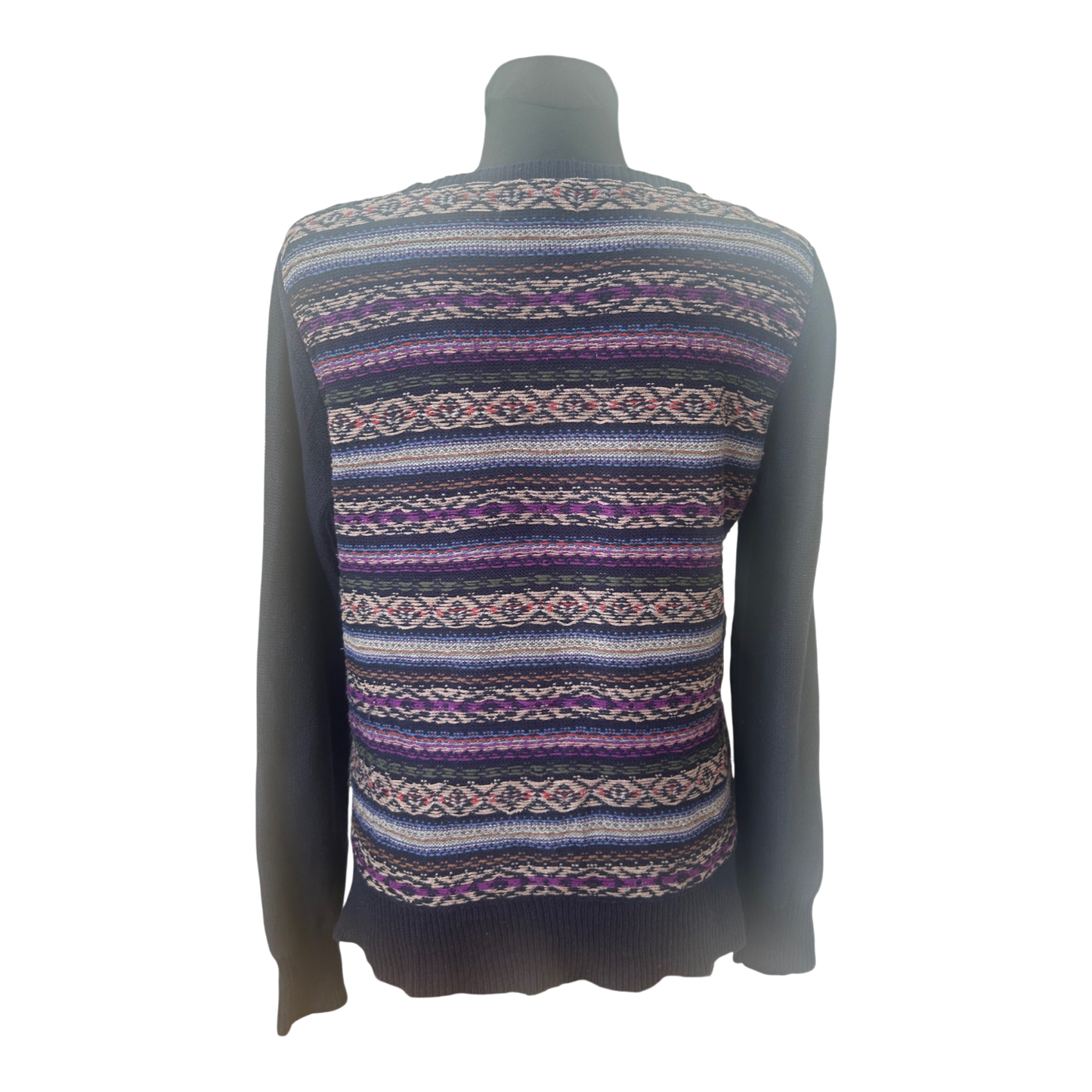 Chaps Ralph Lauren Pullover Damen M Blau Muster Baumwolle Strick Modern