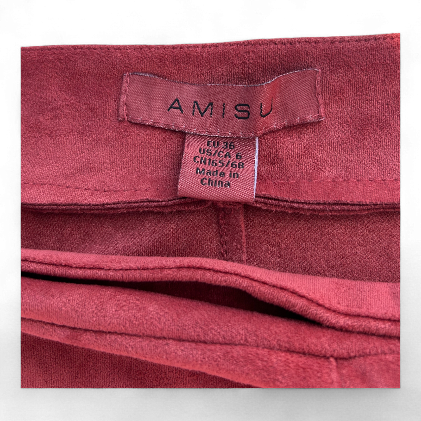 AMISU Minirock Damen Koralle Größe 36 Stretch Velours Wickeloptik Elegant Look