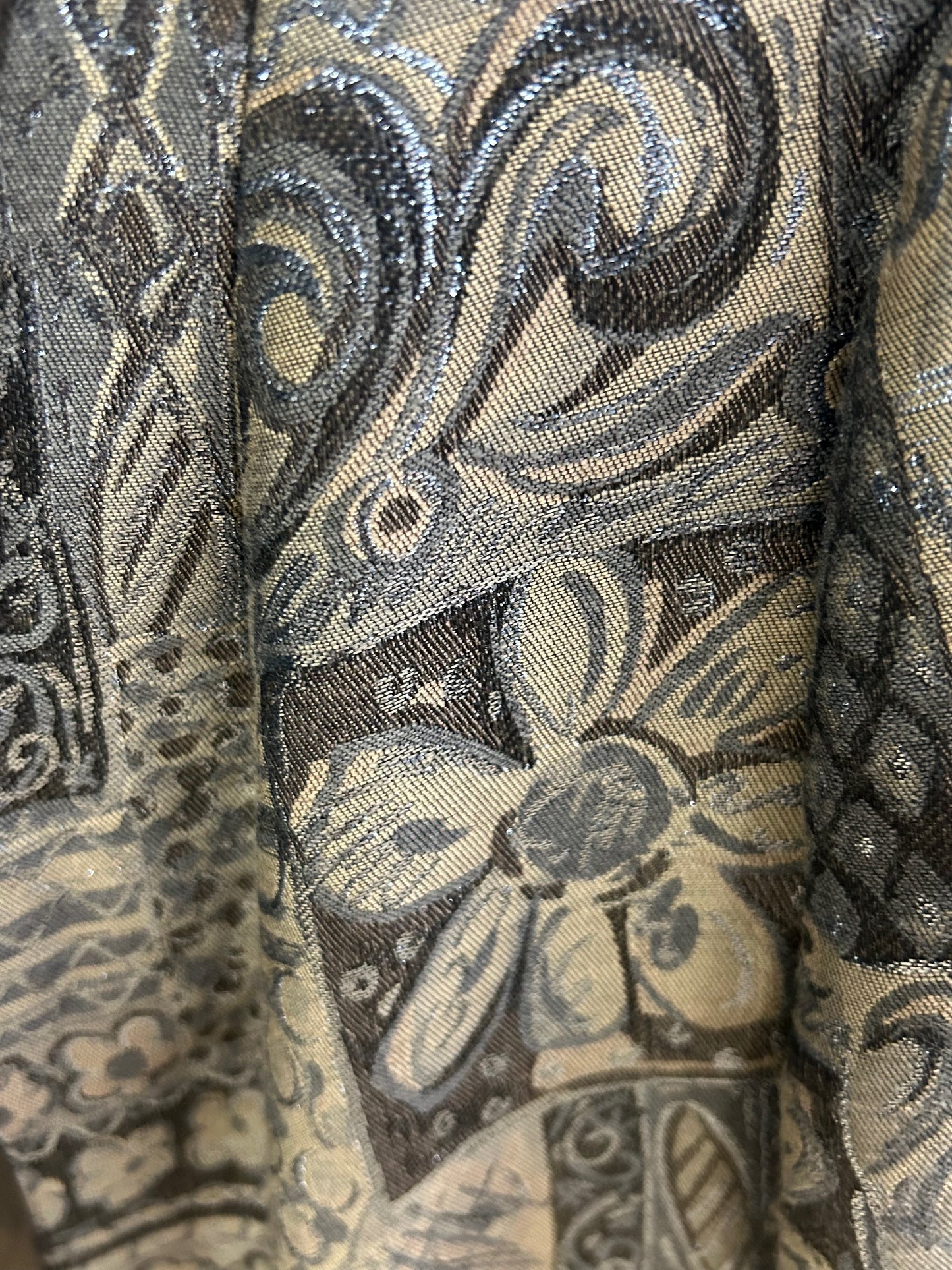 Vintage Longblazer Größe XL Braun Beige Silber Muster Elegant Damen