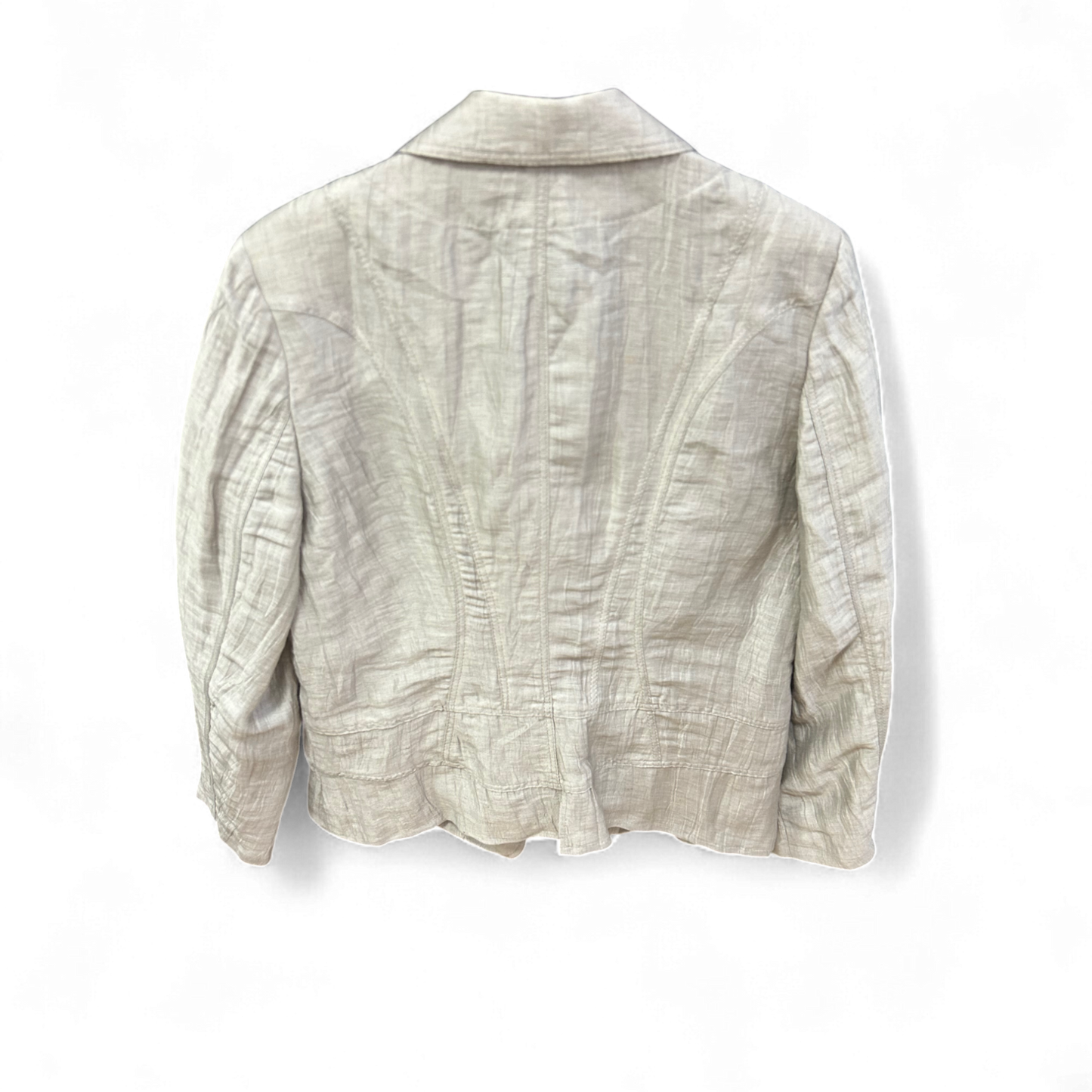 Eugen Klein Blazer Größe M Beige Glanzstruktur Tailliert Goldknöpfe Damen