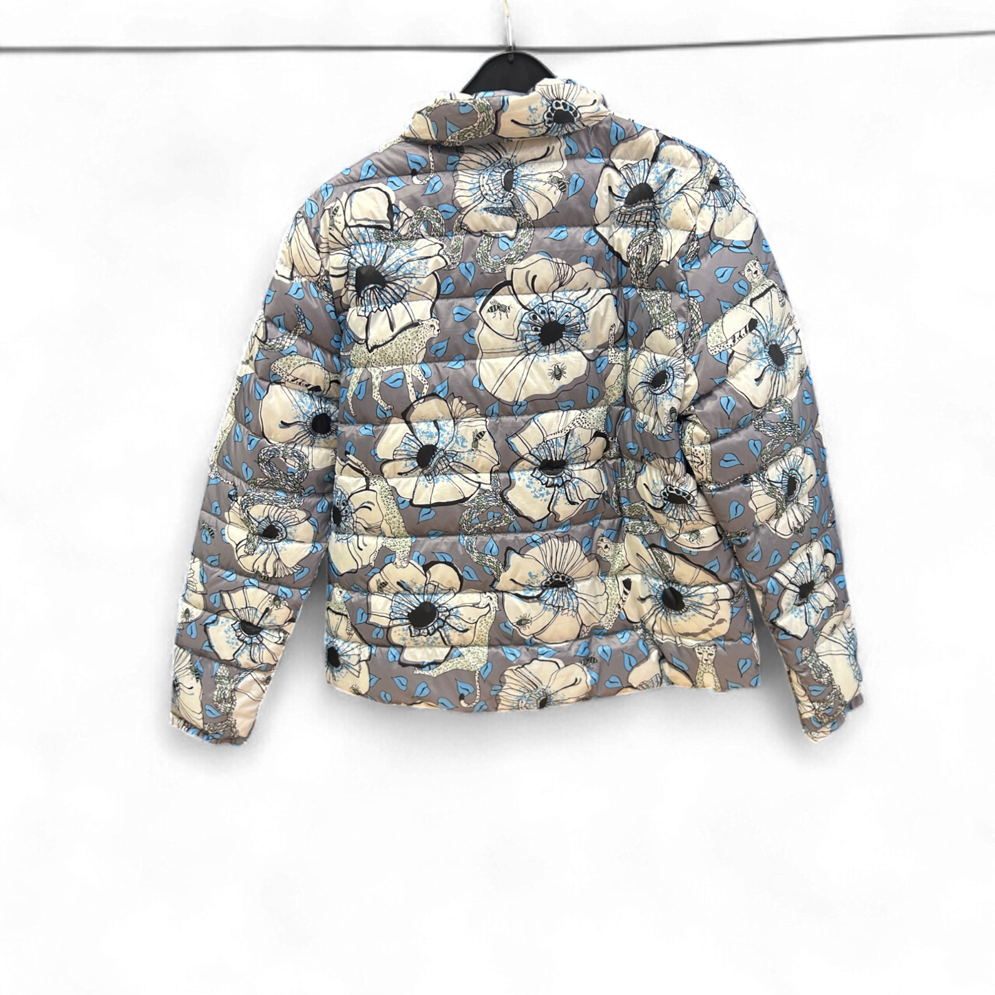 Peckott Daunenjacke Größe 46 Grau Blumen Steppung Übergangsjacke Damen