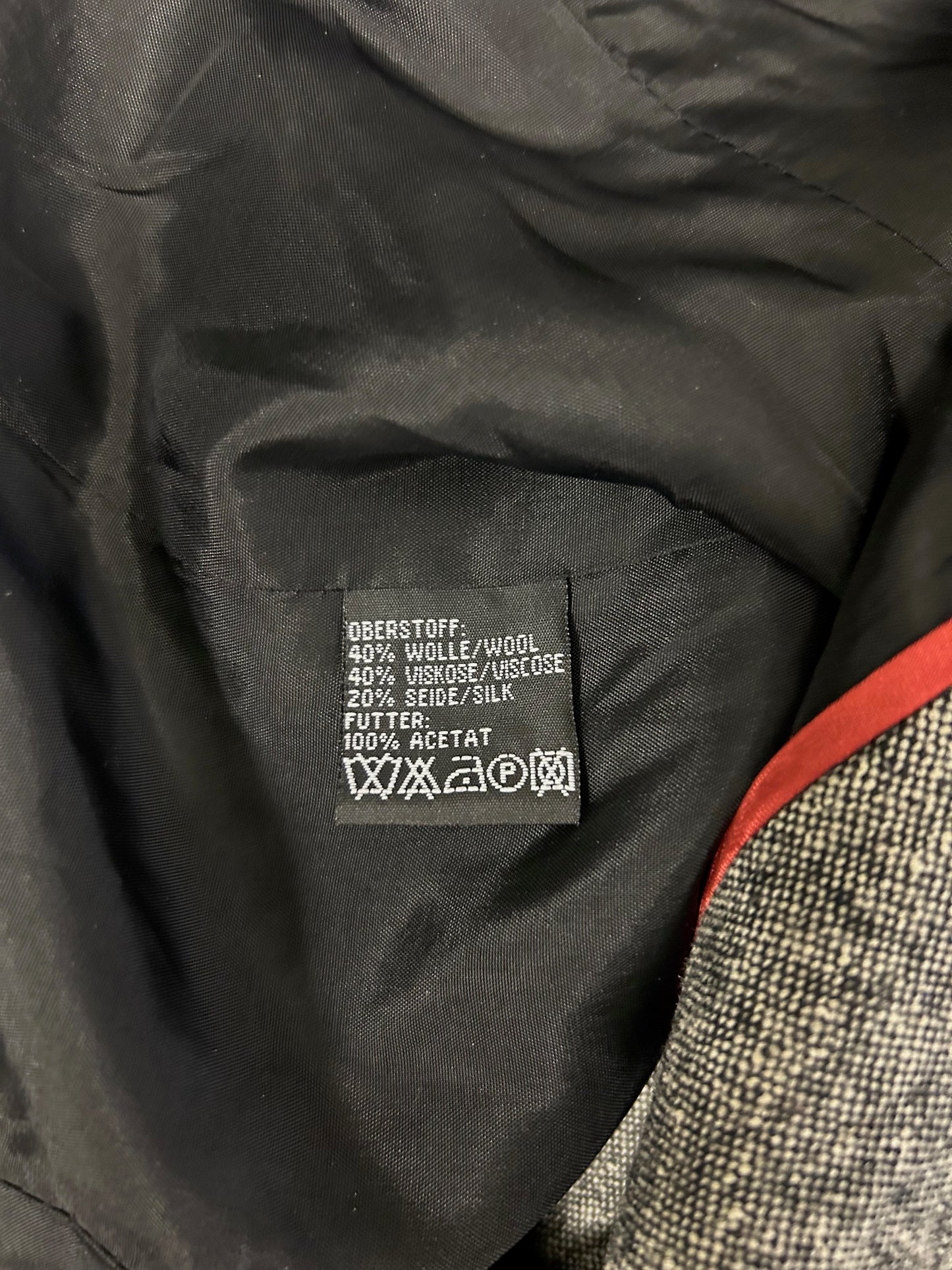 Yorn Blazer Größe 42 Grau Wollmix Seide Schwarz Paspel Elegant Hochwertig Damen